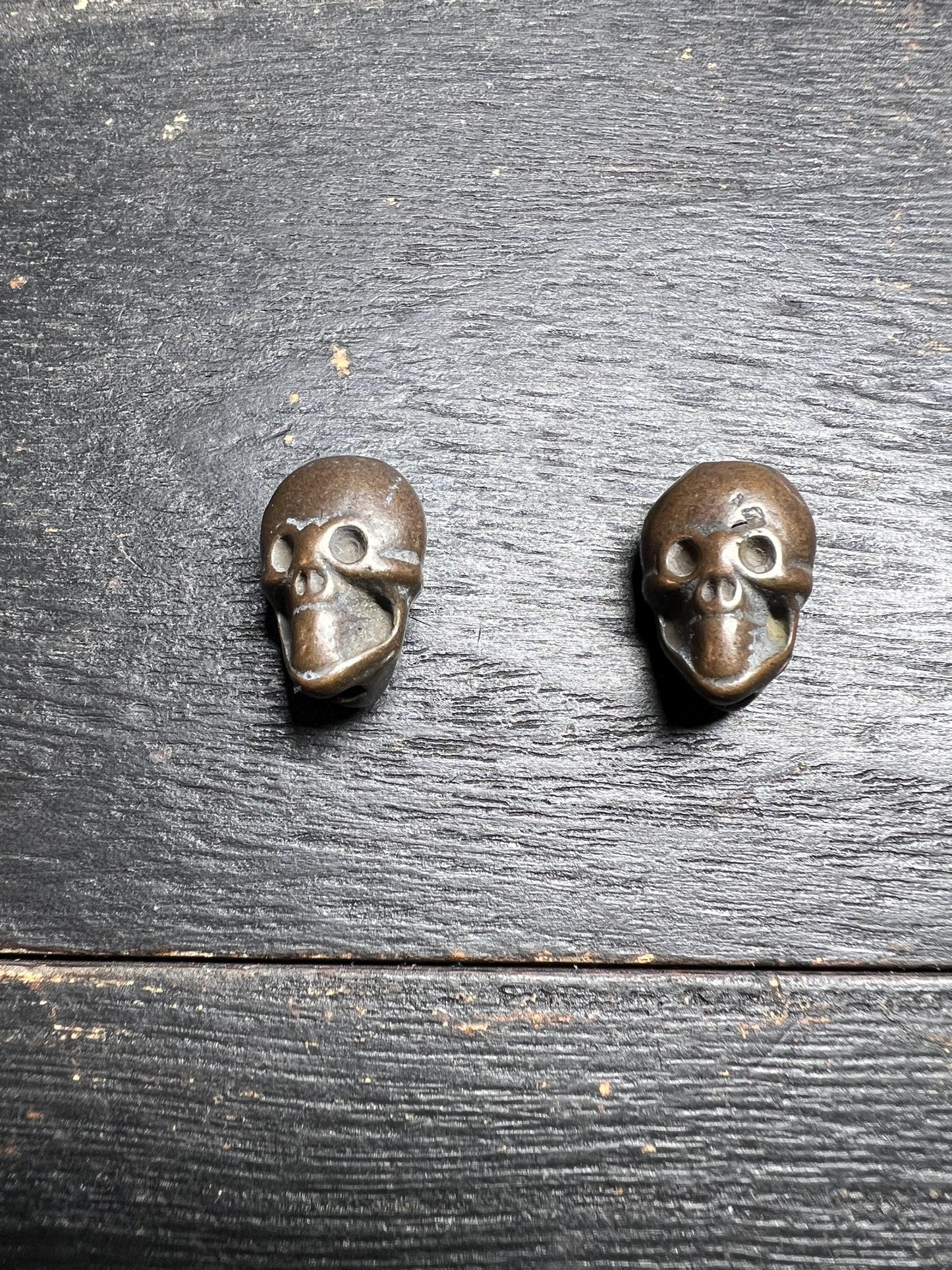 Tibetan Copper Citipati Skull Beads: Buddhist Amulet Pair, Nepal