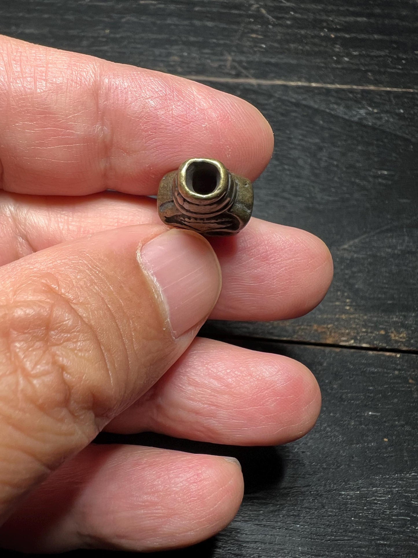 Citipati Skull Guru Bead: Lima Brass Tibetan Amulet Connector