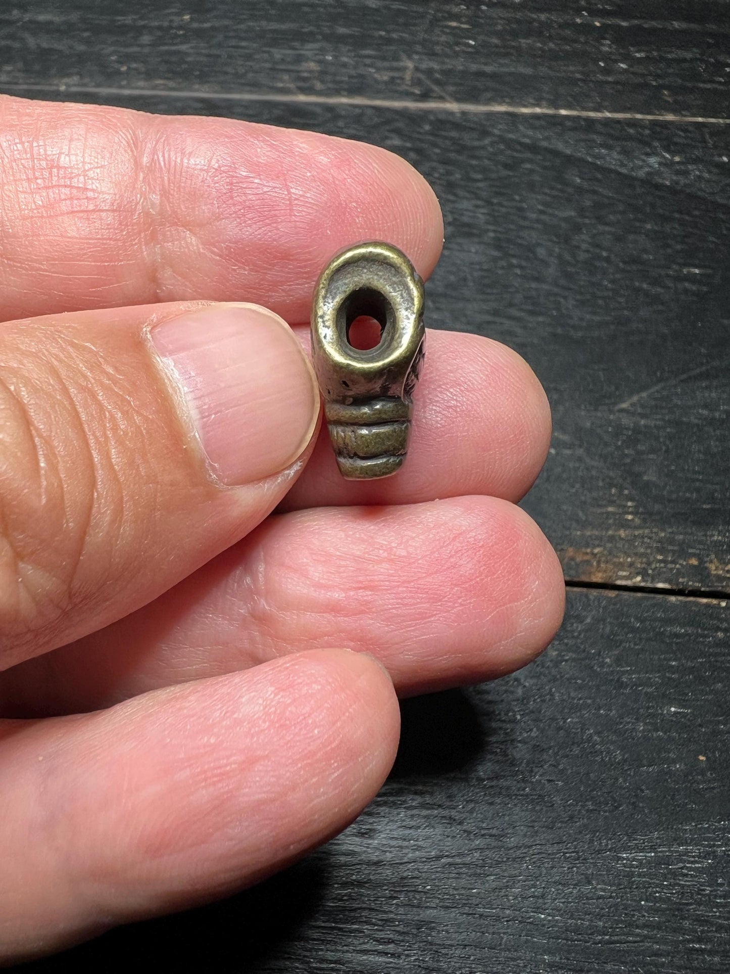 Citipati Skull Guru Bead: Lima Brass Tibetan Amulet Connector