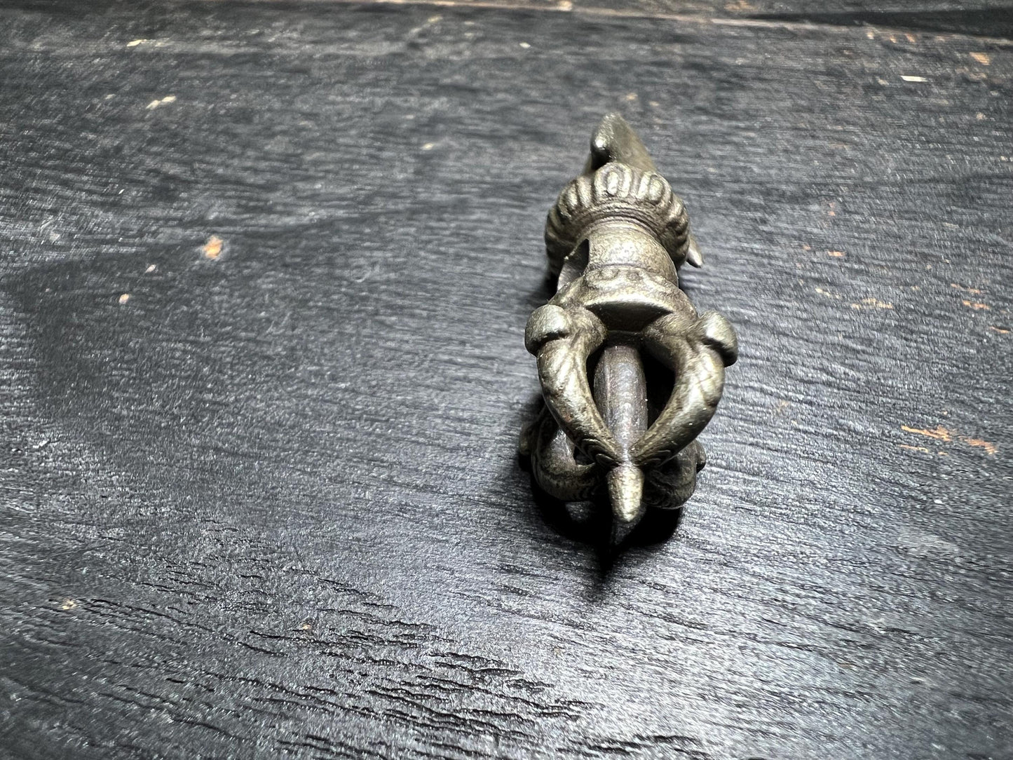 Vintage Tibetan White Brass Phurba Dagger Pendant – Handmade Buddhist Ritual Vajra Kila Talisman – Spiritual Protection Amulet
