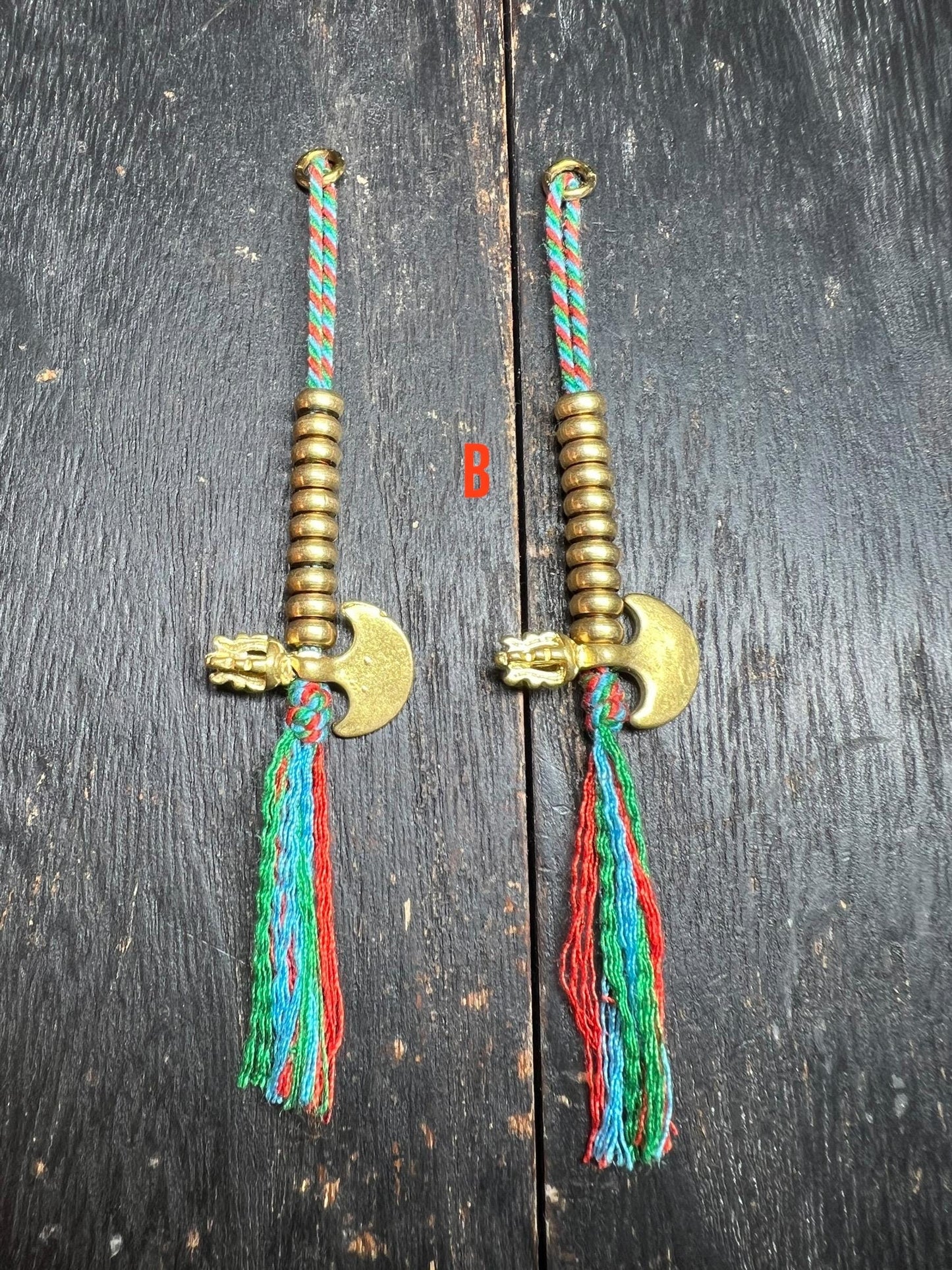 Brass Tibetan Mala Counters: Dorje & Crescent Blade - Prayer Bead Accessory