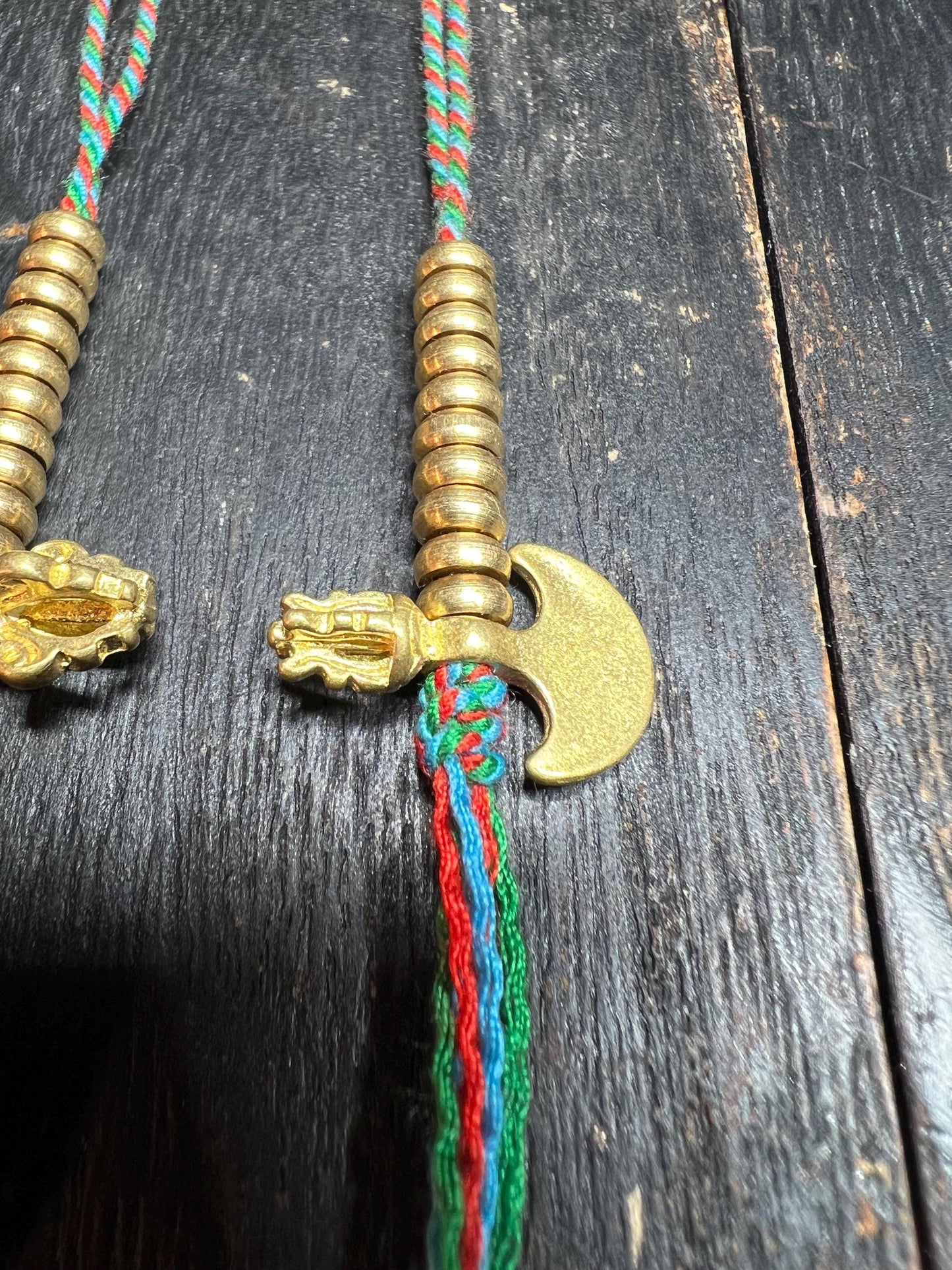 Brass Tibetan Mala Counters: Dorje & Crescent Blade - Prayer Bead Accessory