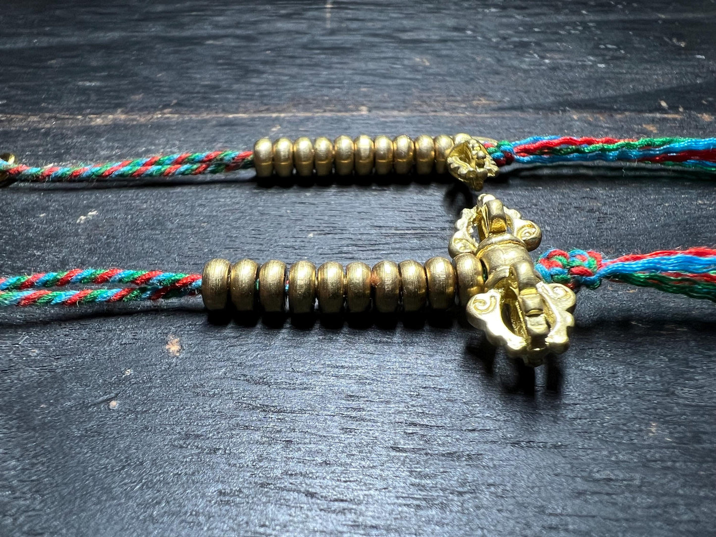 Brass Tibetan Mala Counters: Dorje & Crescent Blade - Prayer Bead Accessory