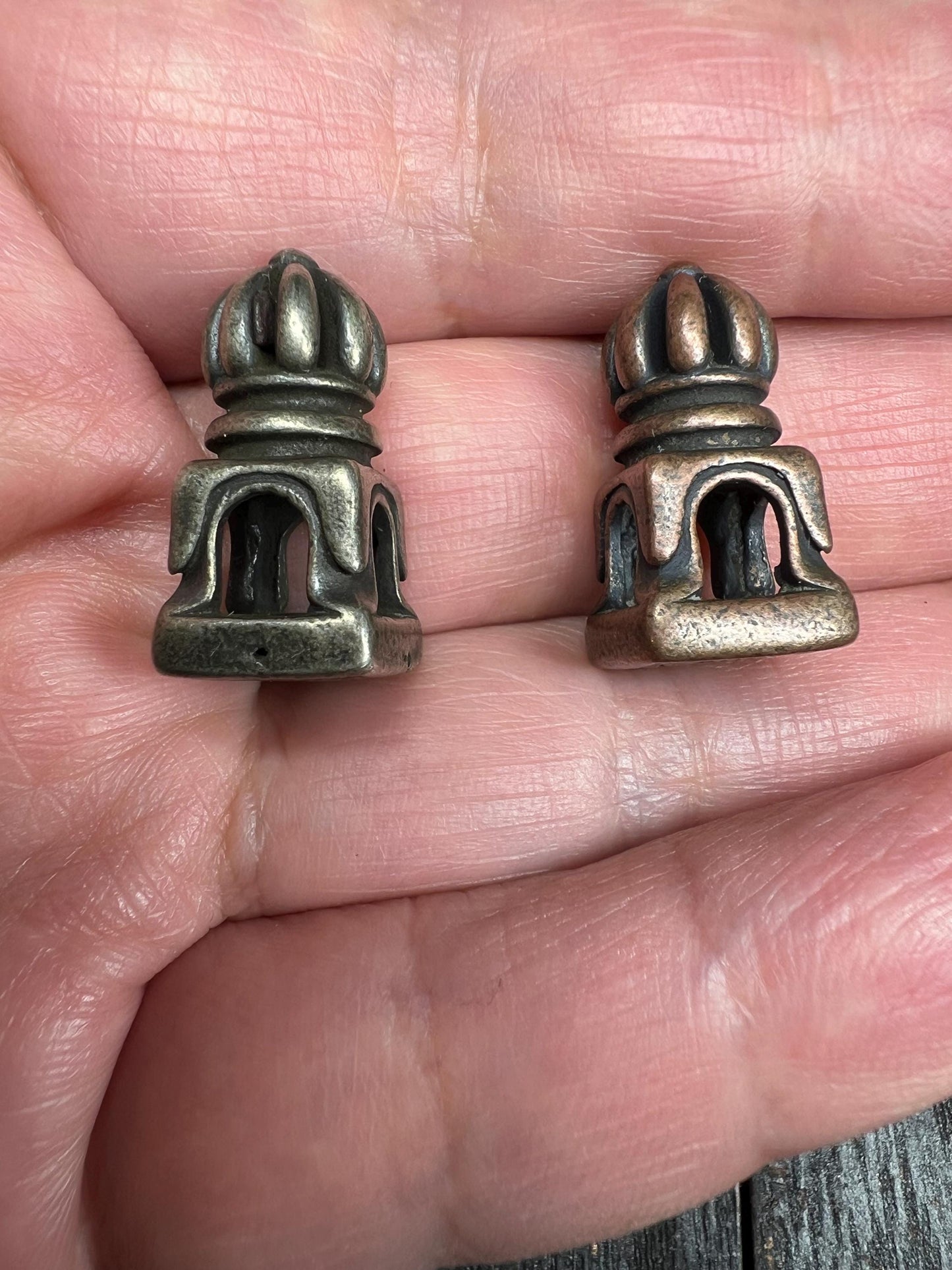 Vintage Tibetan Skull Guru Bead: Brass & White Brass Mala Connector