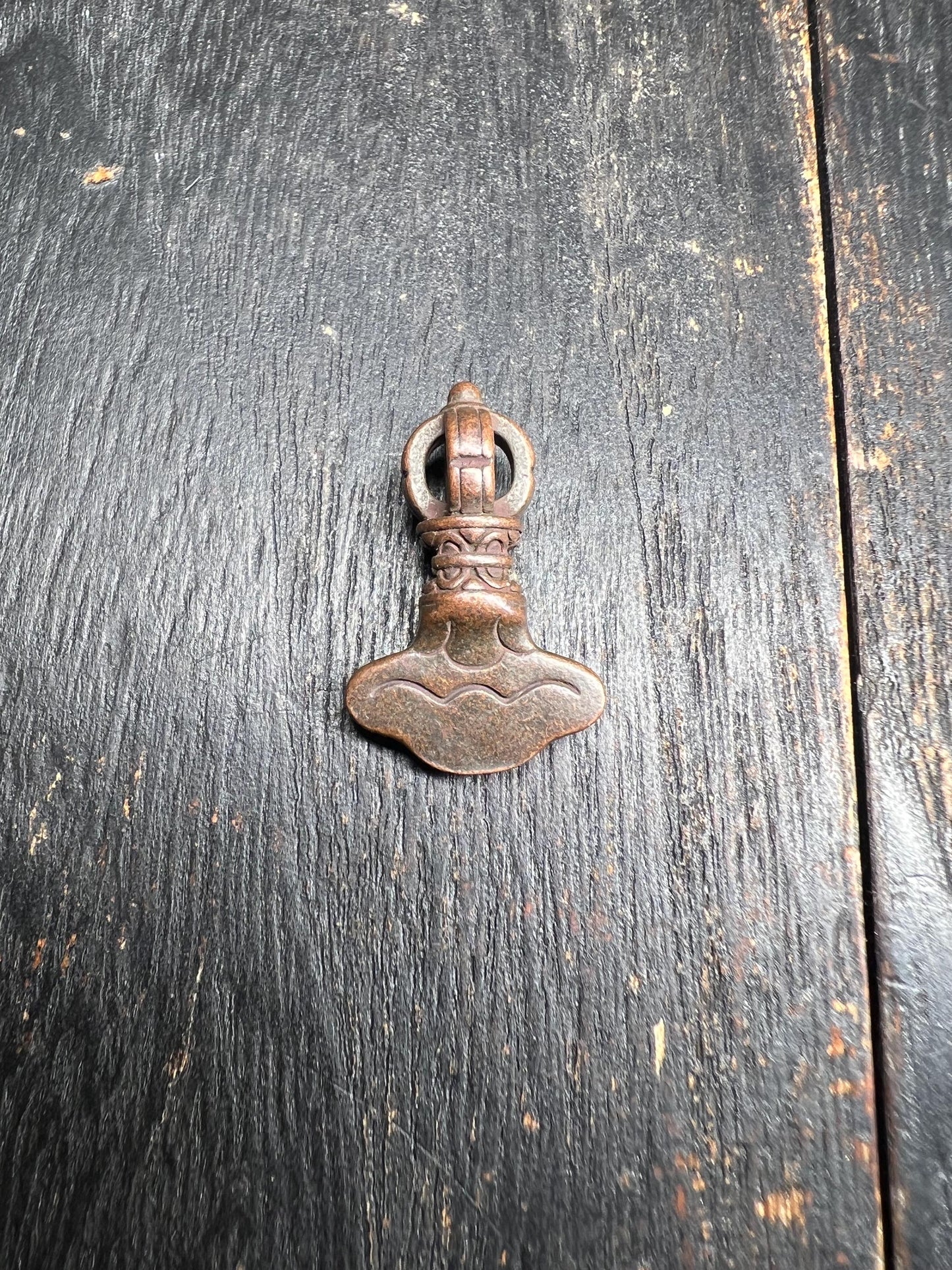 Vintage-Style Tibetan Brass/White Brass Ritual Pendant – Dorje & Kartika Vajra Tools – Amulet Spacer Beads