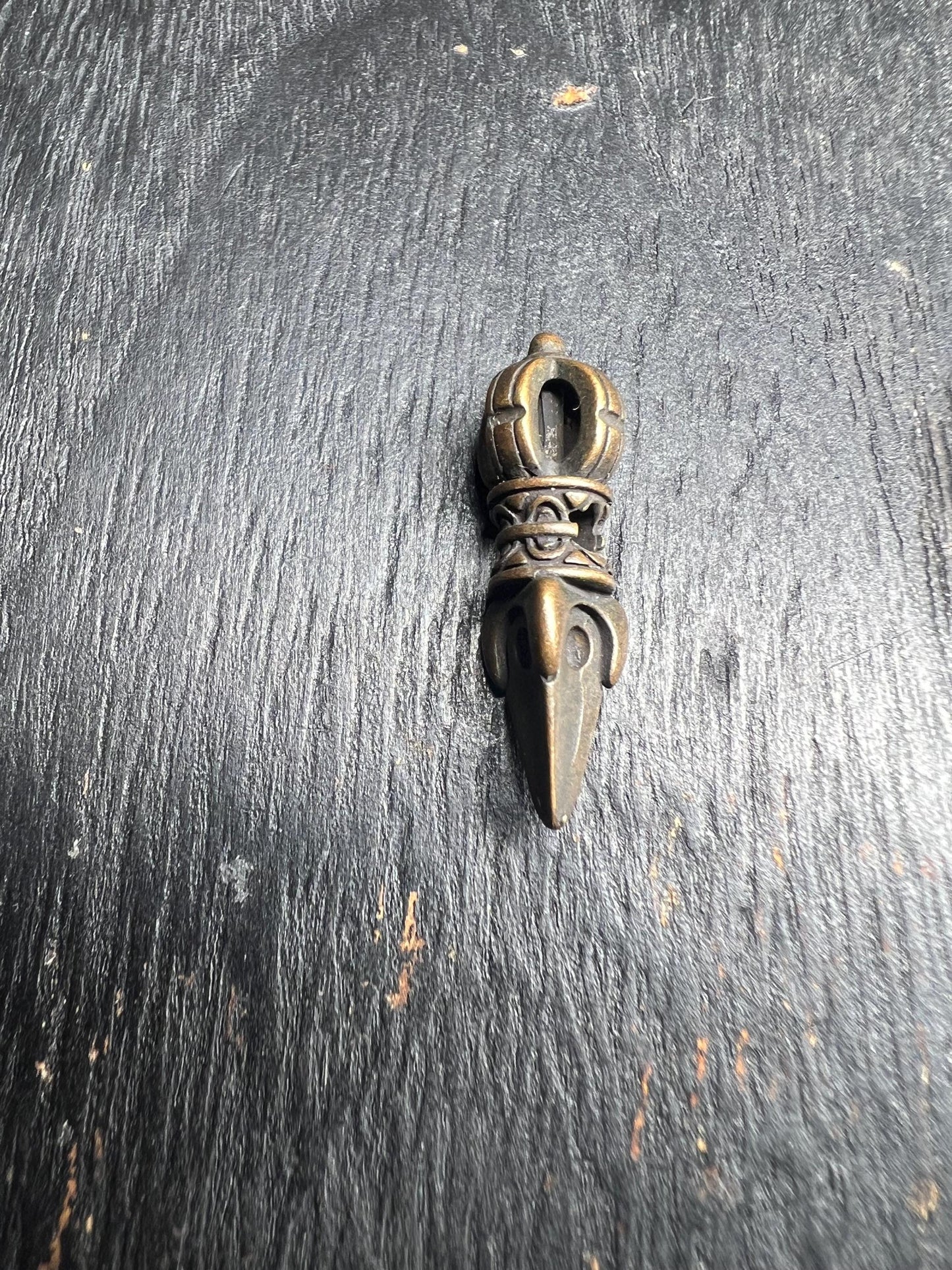 Vintage-Style Tibetan Brass/White Brass Ritual Pendant – Dorje & Kartika Vajra Tools – Amulet Spacer Beads