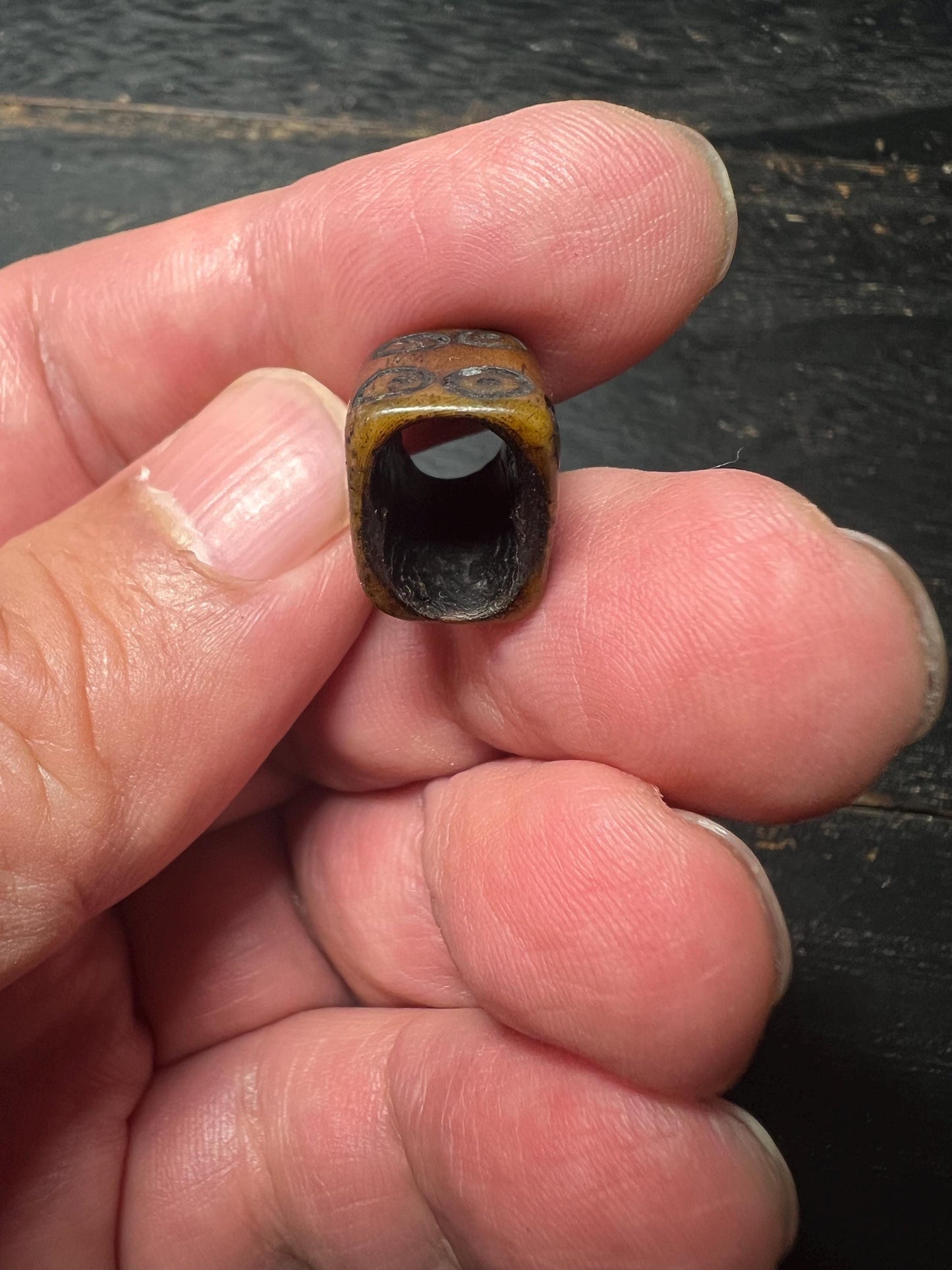 Tibetan Yak Bone Dice Bead: Buddhist Talisman, Vintage Ritual Ornament