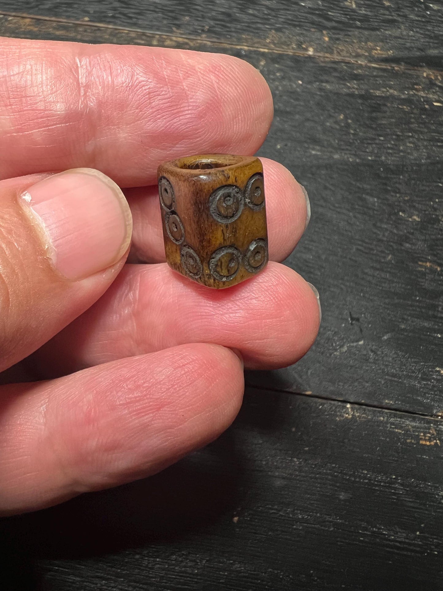 Tibetan Yak Bone Dice Bead: Buddhist Talisman, Vintage Ritual Ornament