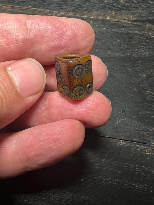 Tibetan Yak Bone Dice Bead: Buddhist Talisman, Vintage Ritual Ornament