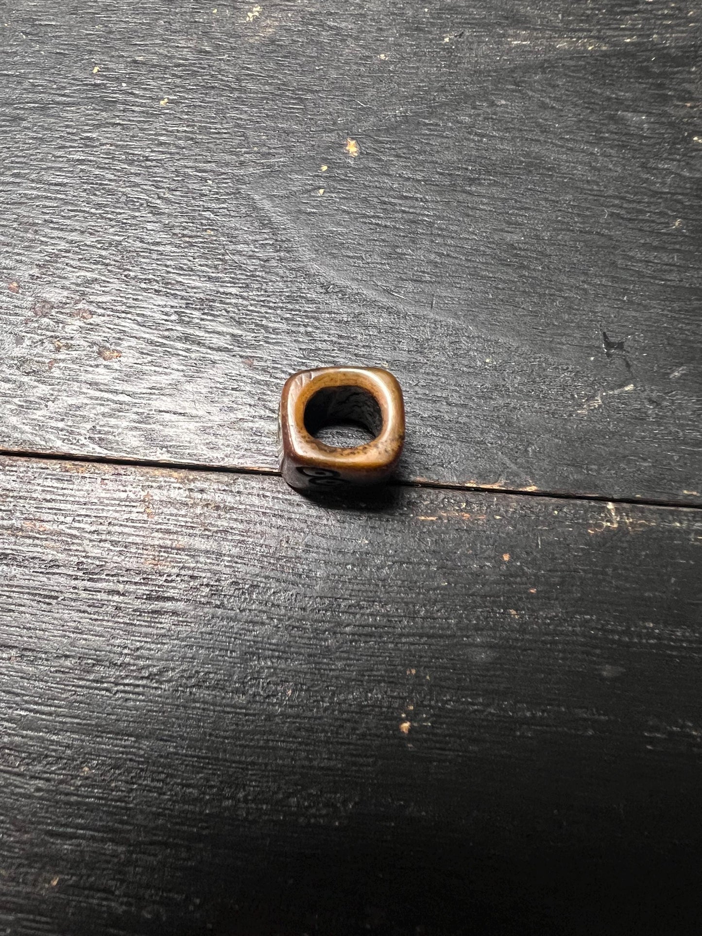 Tibetan Yak Bone Dice Bead: Buddhist Talisman, Vintage Ritual Ornament