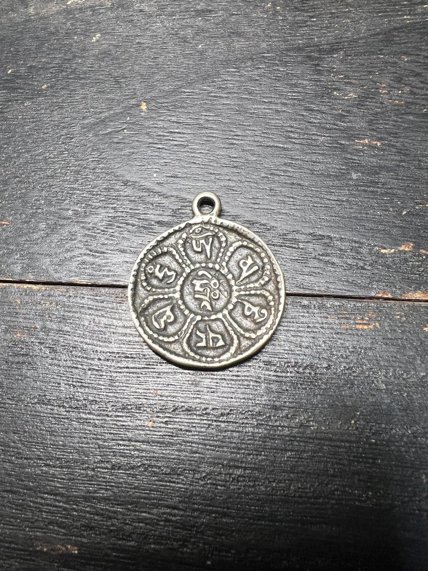 Tibetan Amulet Pendant: Om Mani Padme Hum, Handmade Brass Talisman