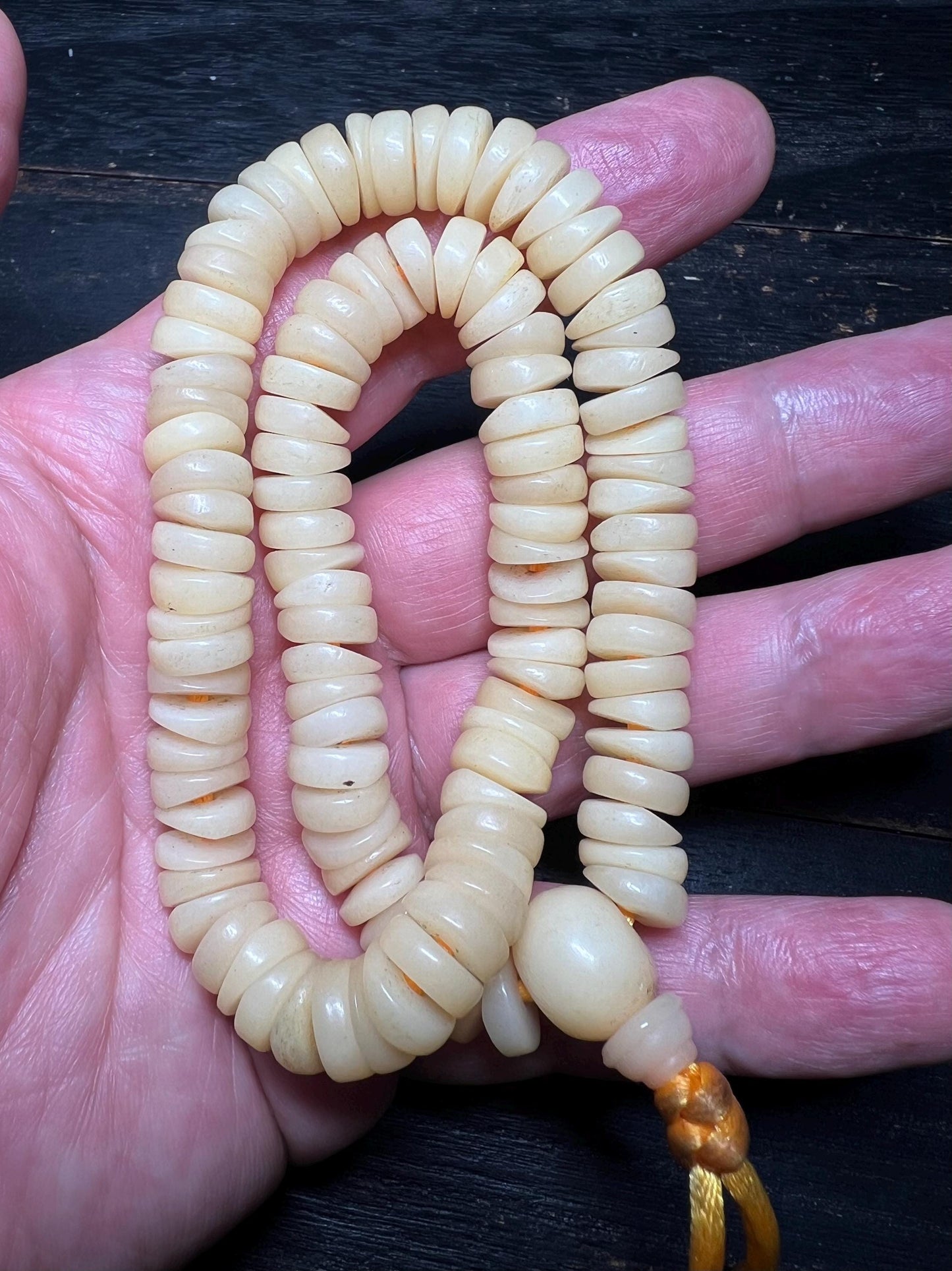 Yak Bone Mala Beads: Tibetan Buddhist Prayer Necklace