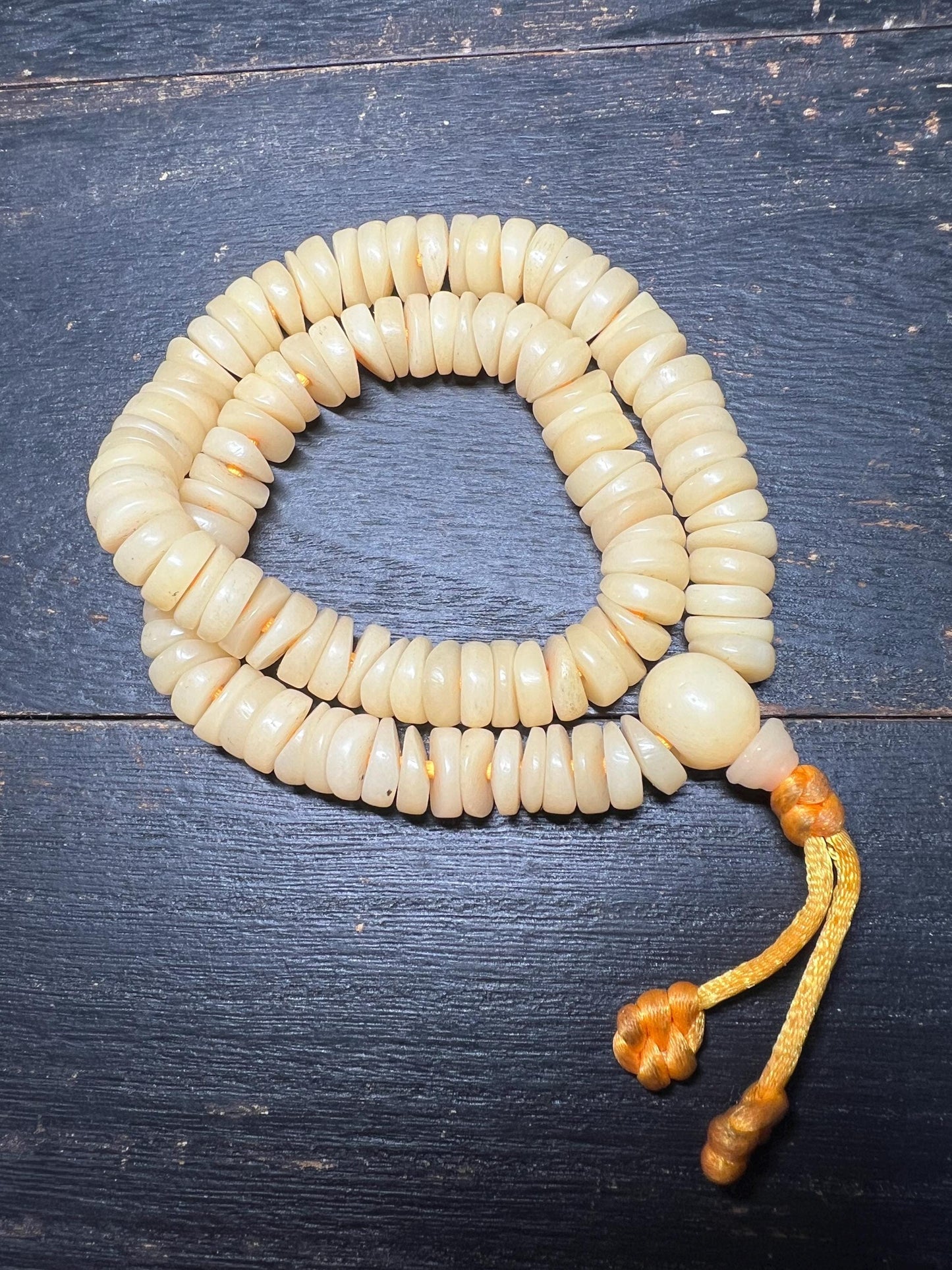 Yak Bone Mala Beads: Tibetan Buddhist Prayer Necklace