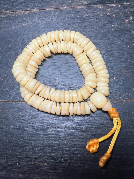 Yak Bone Mala Beads: Tibetan Buddhist Prayer Necklace
