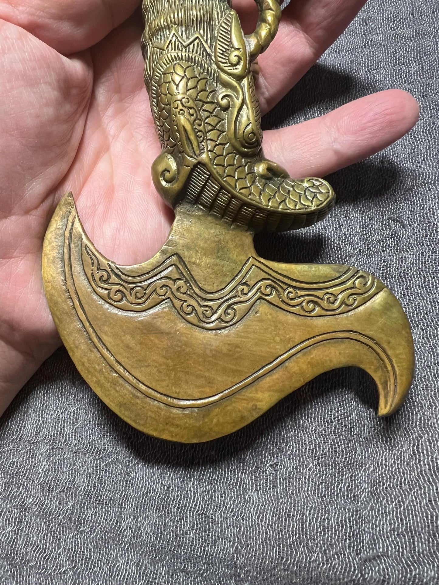 Antique Tibetan Bronze Phurba Dagger: Mahakala, 11" Ritual Knife