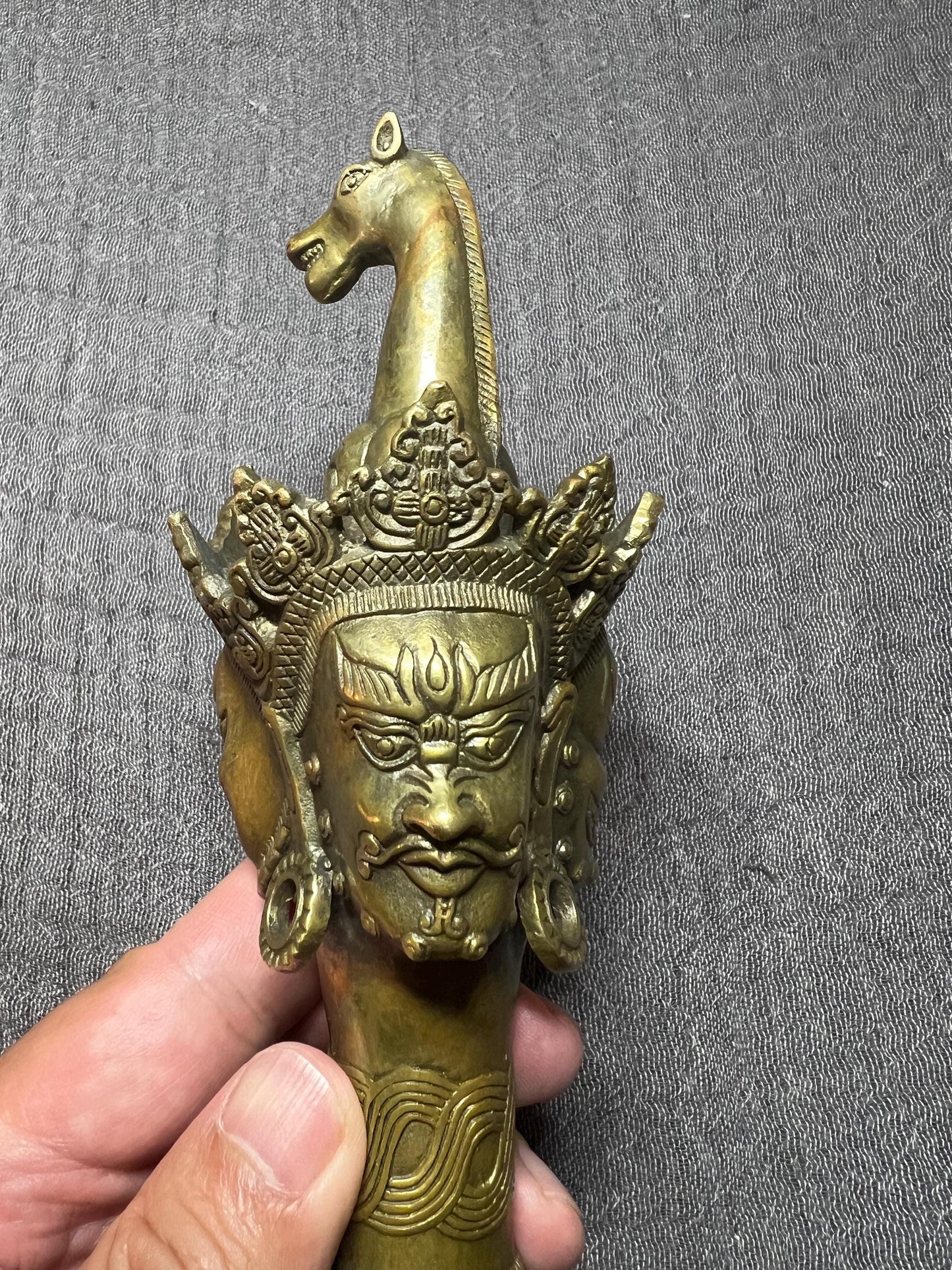 Antique Tibetan Bronze Phurba Dagger: Mahakala, 11" Ritual Knife