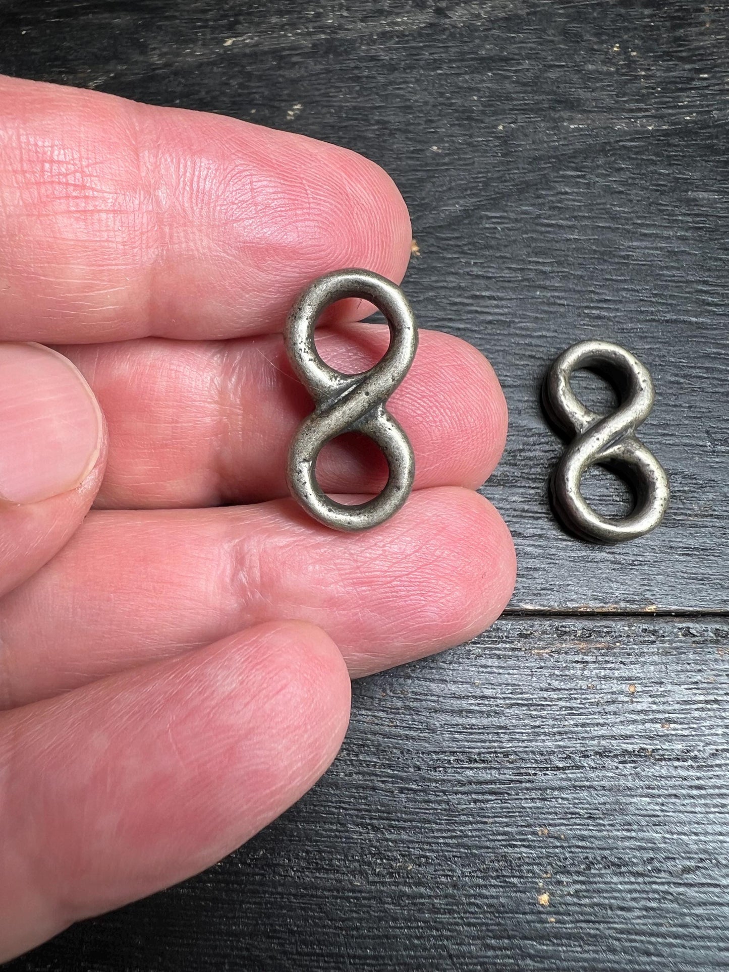 Vintage Brass Tibetan Mala Side Hooks: Figure 8 Prayer Bead Loops