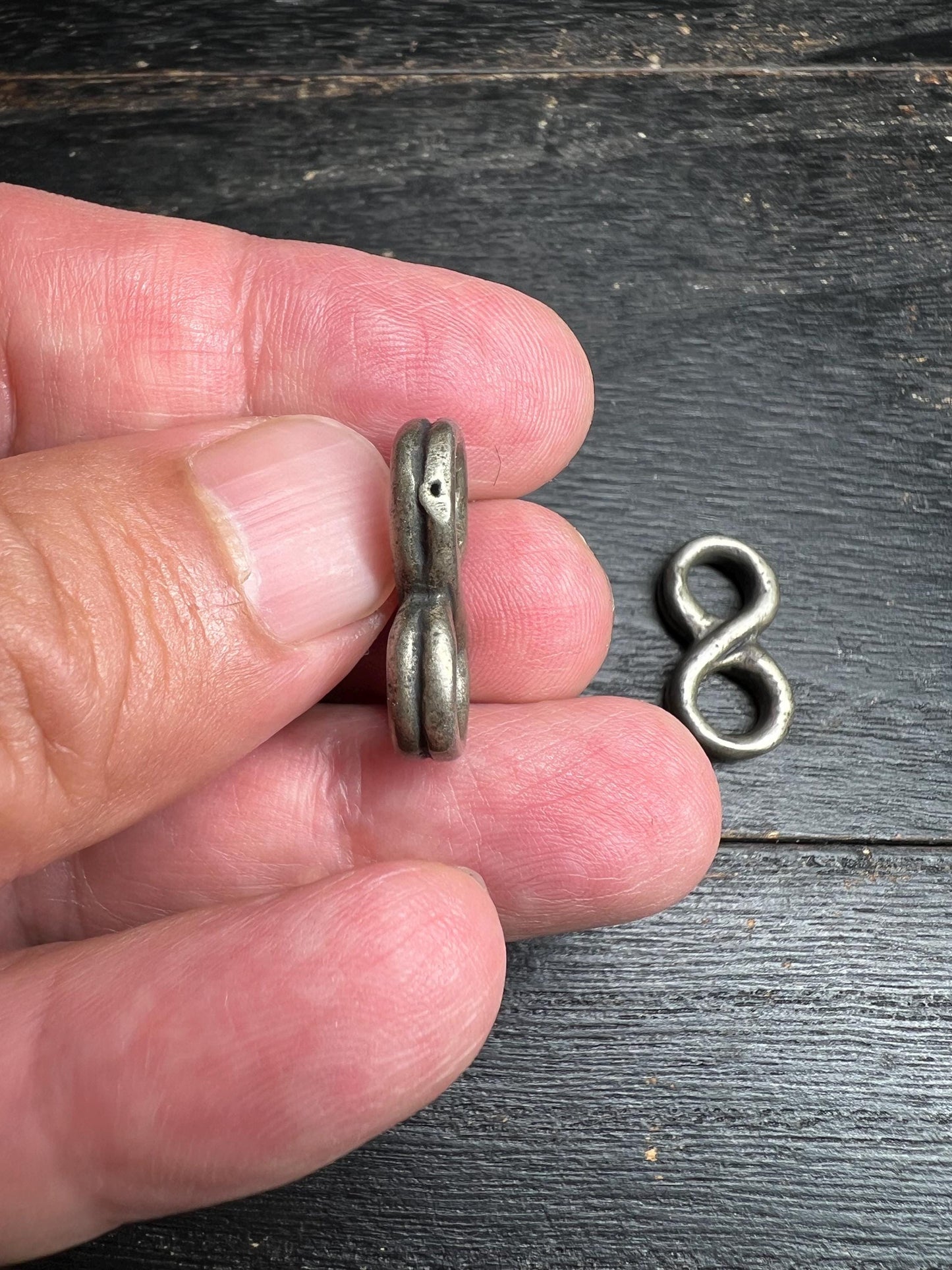 Vintage Brass Tibetan Mala Side Hooks: Figure 8 Prayer Bead Loops