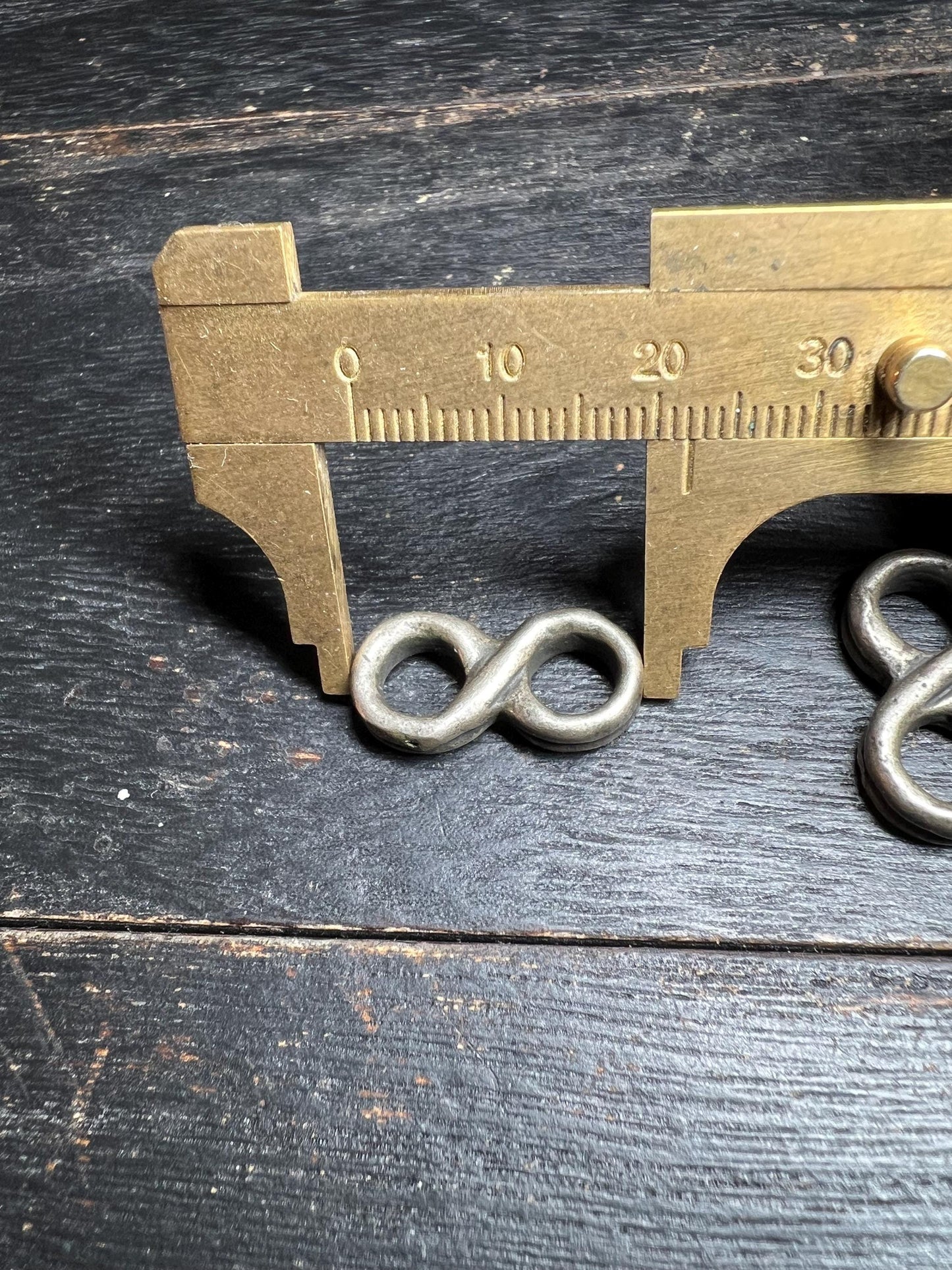 Vintage Brass Tibetan Mala Side Hooks: Figure 8 Prayer Bead Loops
