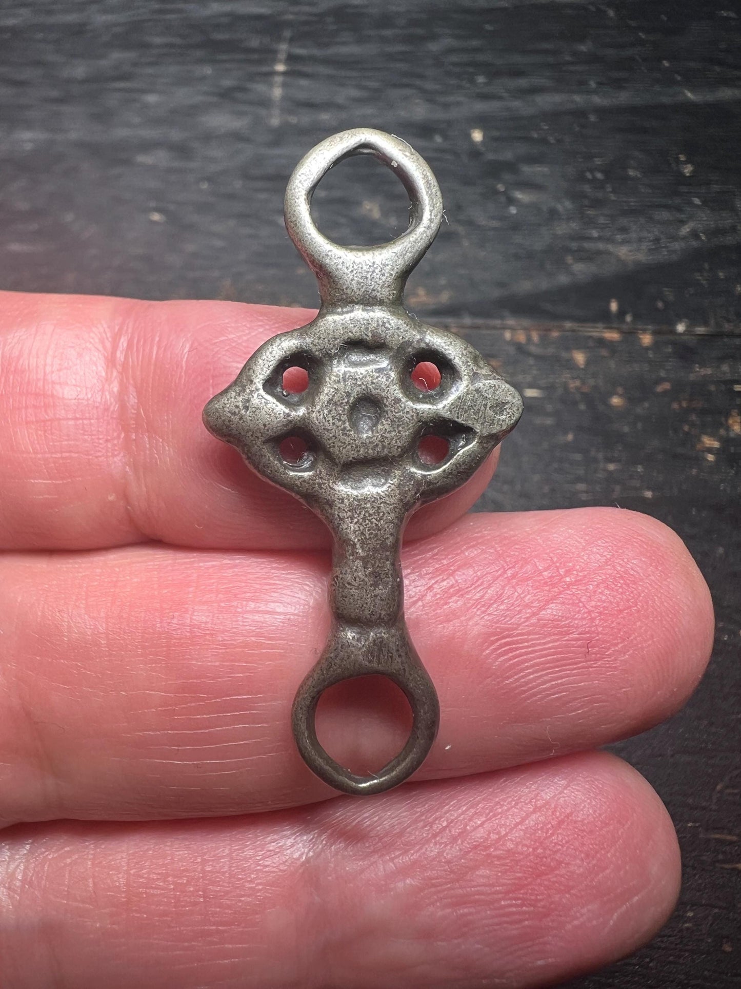 Tibetan White Copper Back Cloud Pendant: Vintage Buddhist Connector
