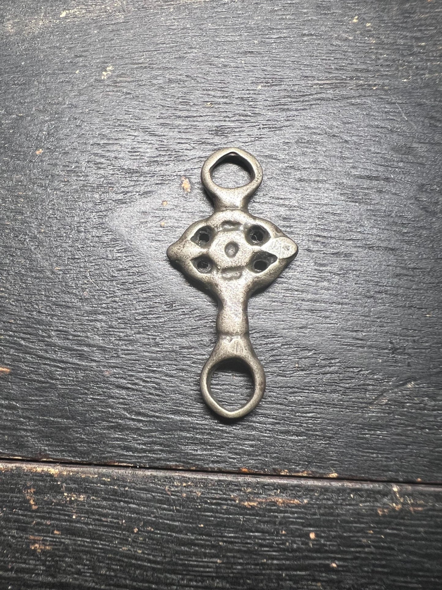 Tibetan White Copper Back Cloud Pendant: Vintage Buddhist Connector
