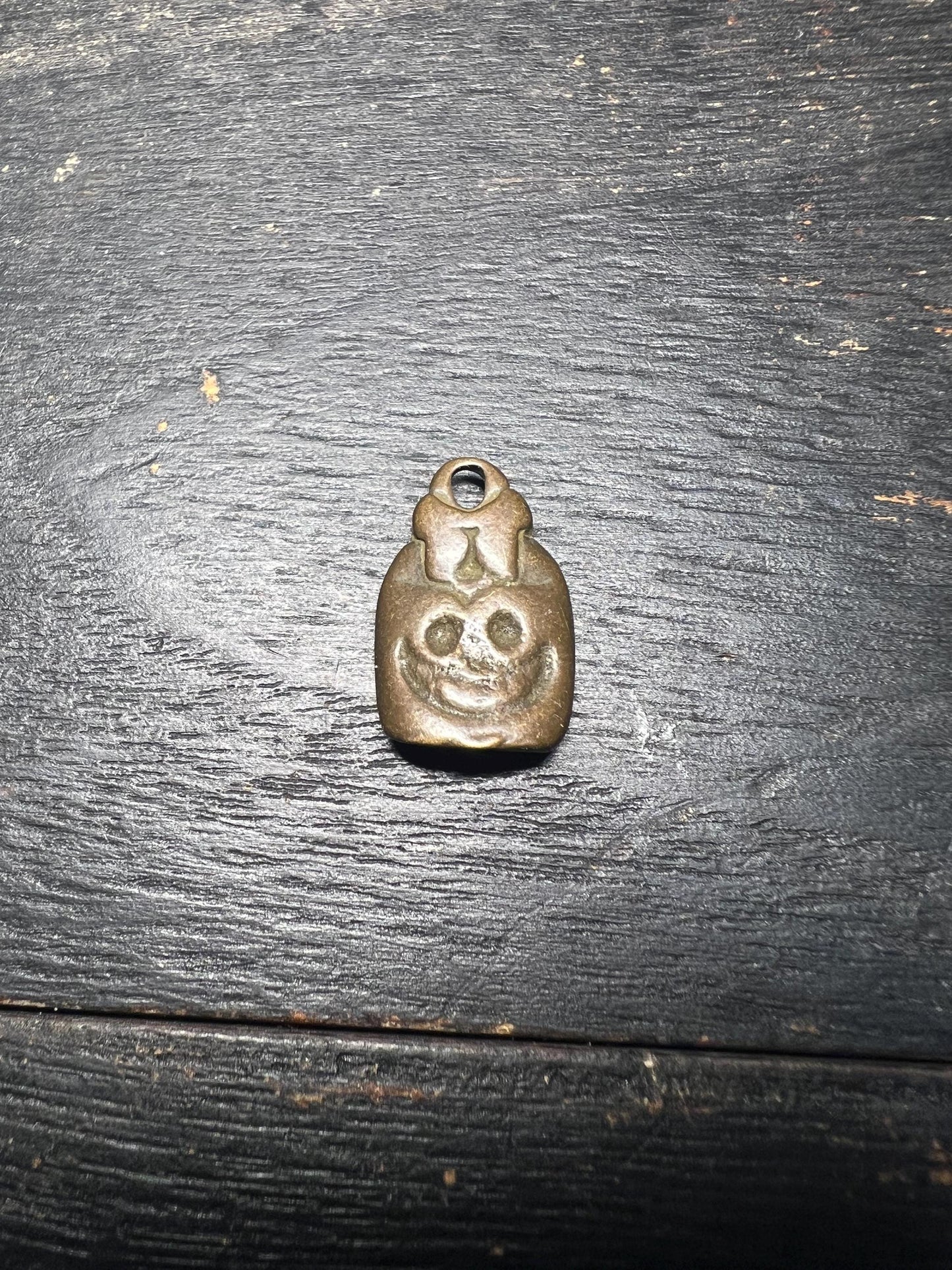 Tibetan Skull Bead Pendant: Handcrafted Copper Brass Vajra Charm
