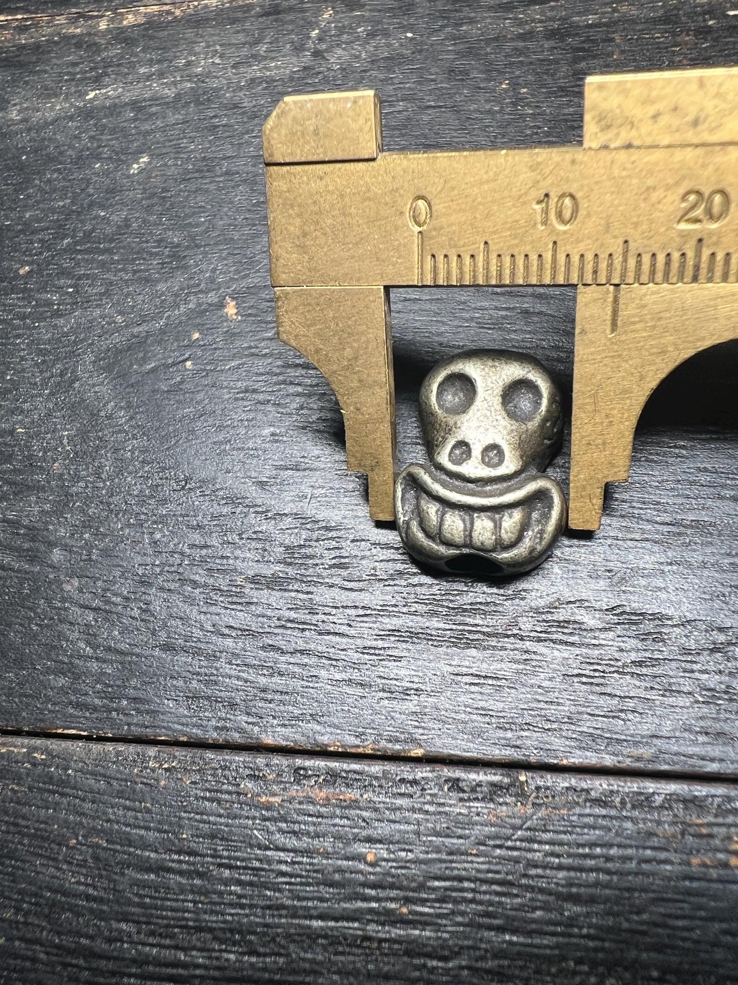 Vintage Tibetan Skull Thogchag | White Brass Talisman Bead | Buddhist Amulet Spacer Charm