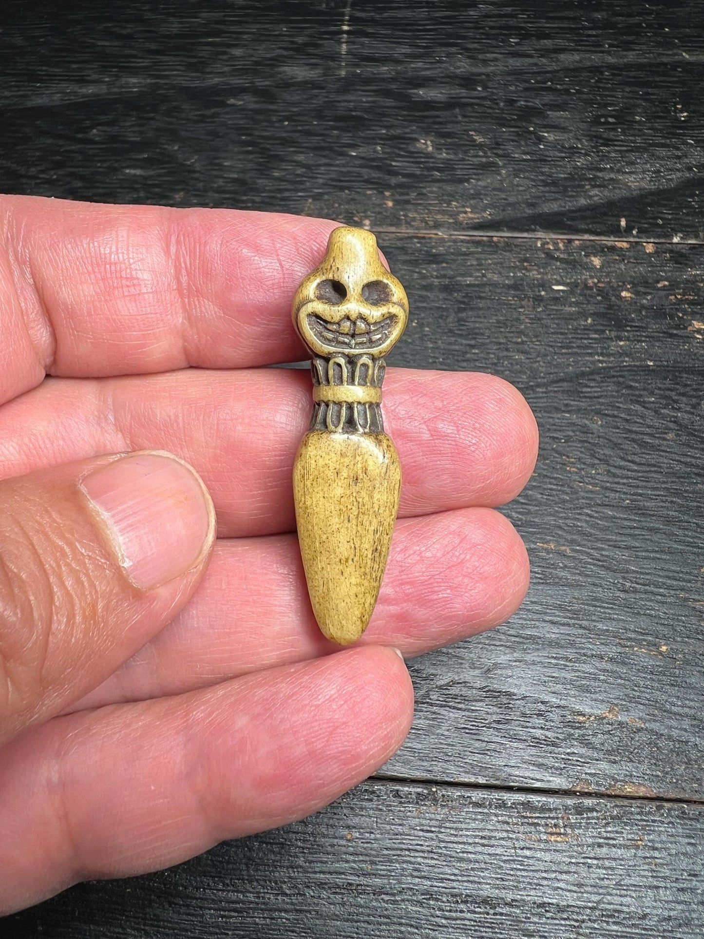 Hand-Carved Yak Bone Amulet Pendant | Tribal Totem Spirit Talisman | Tibetan Buddhist Protection Charm