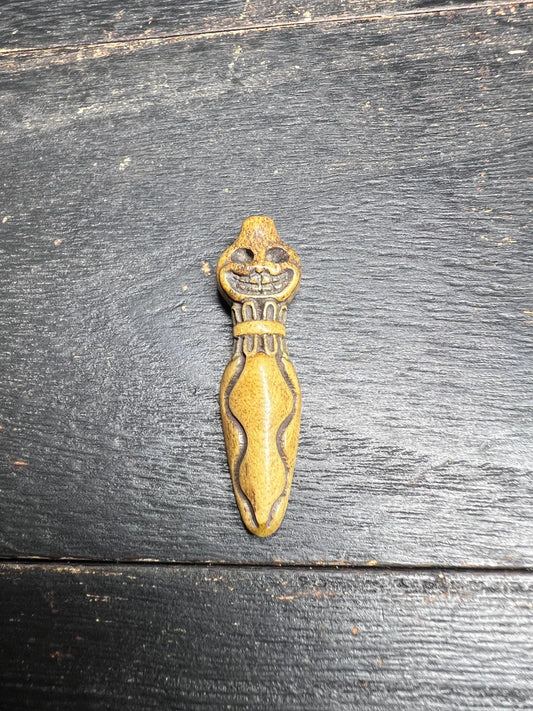 Hand-Carved Yak Bone Amulet Pendant | Tribal Totem Spirit Talisman | Tibetan Buddhist Protection Charm