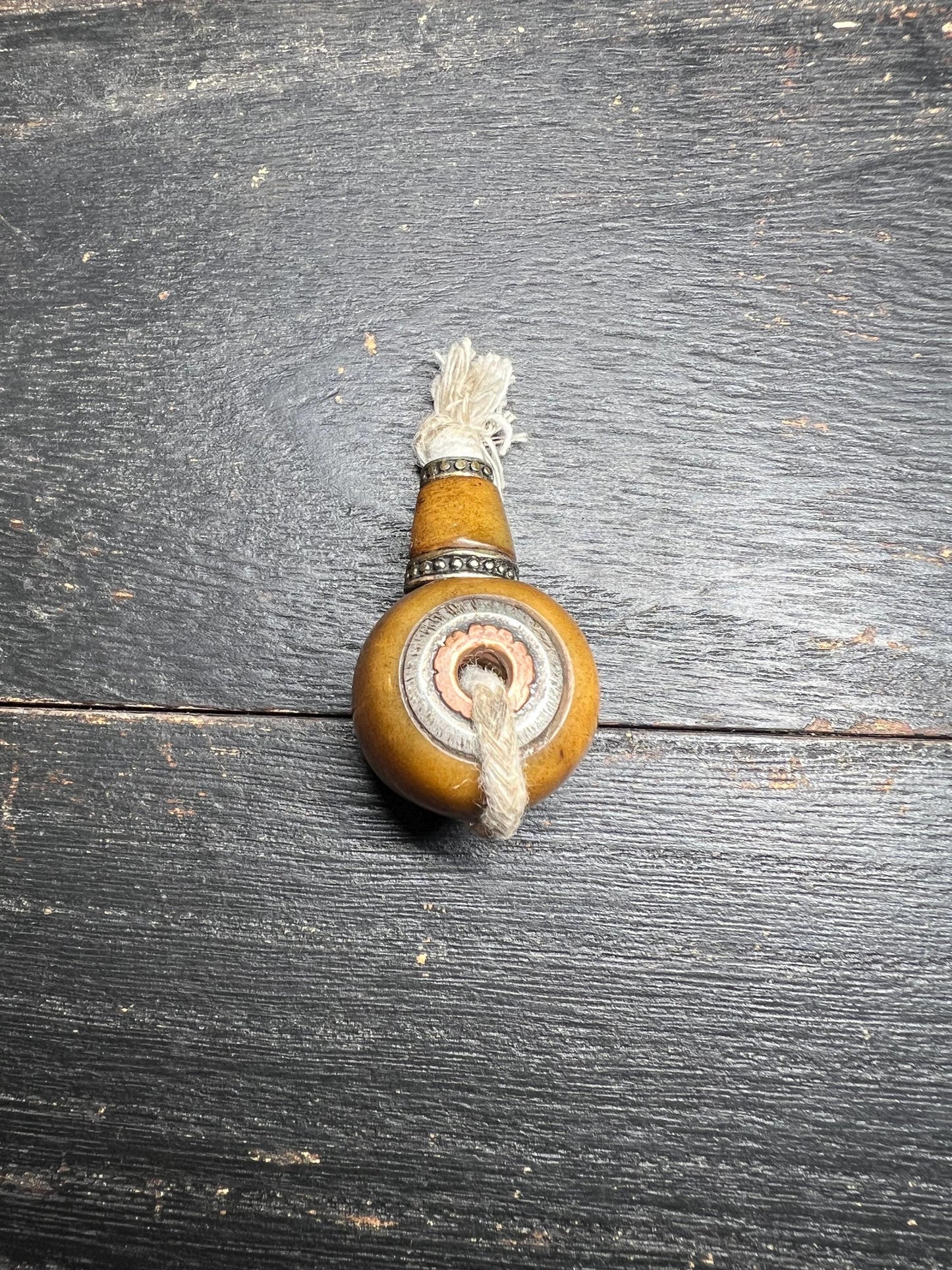 Hand-Carved Yak Bone Guru Bead: Tibetan Mala Component with Tassel