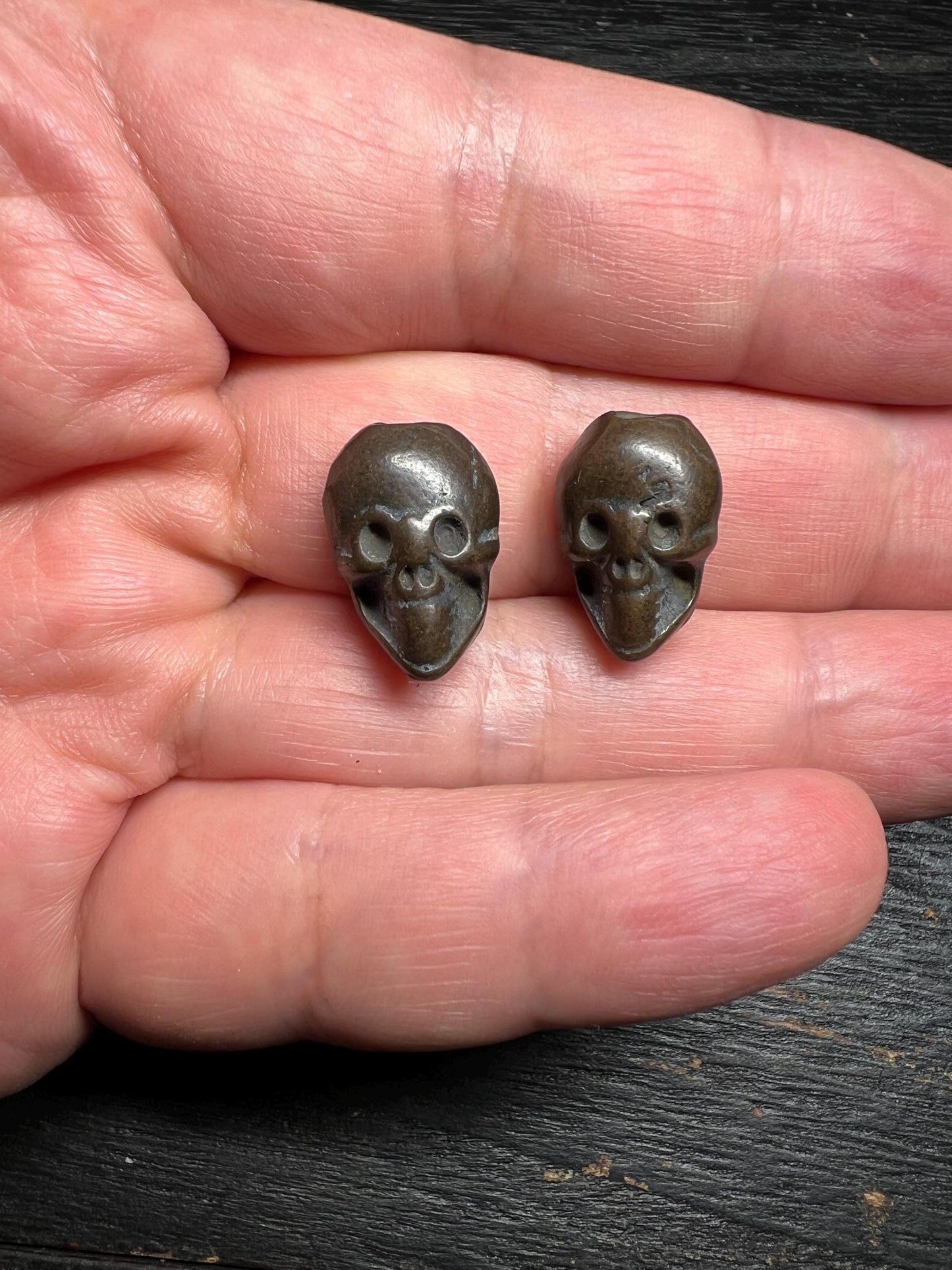 Tibetan Copper Citipati Skull Beads: Buddhist Amulet Pair, Nepal