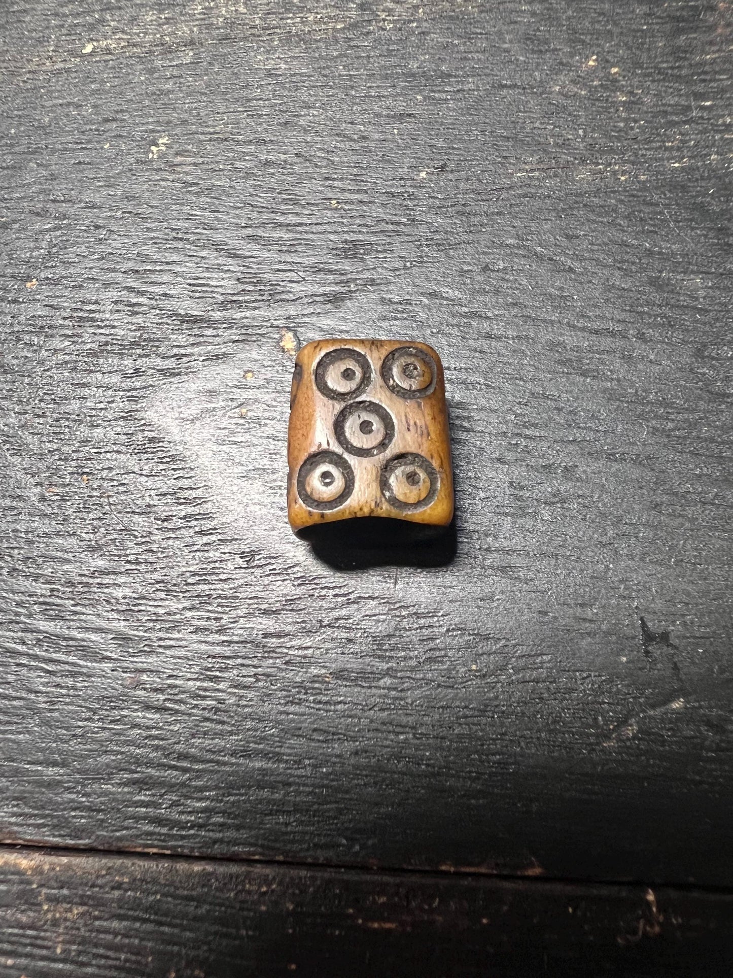 Tibetan Yak Bone Dice Bead: Buddhist Talisman, Vintage Ritual Ornament