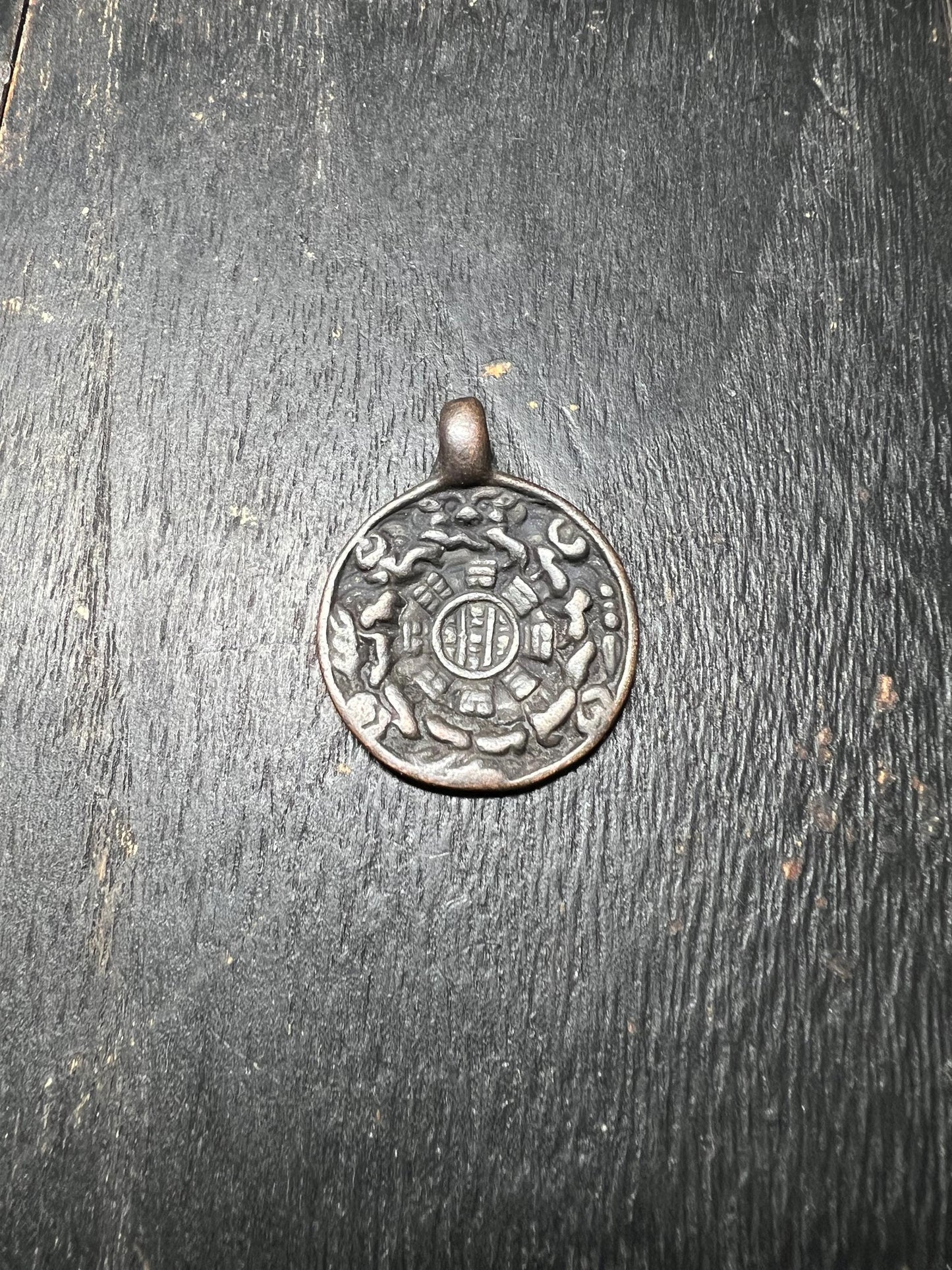 Brass Nine Palace Bagua Talisman Pendant – Traditional Feng Shui Amulet