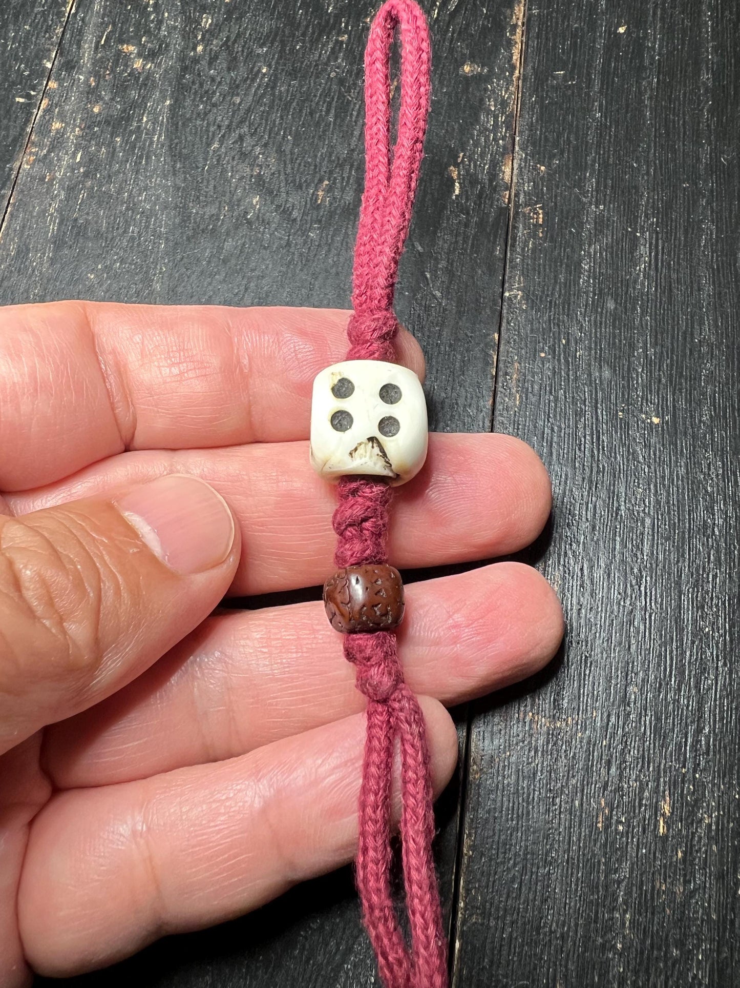 Tibetan Conch Shell Dice Amulet: Carved Face Bead, Bodhi Seed Talisman