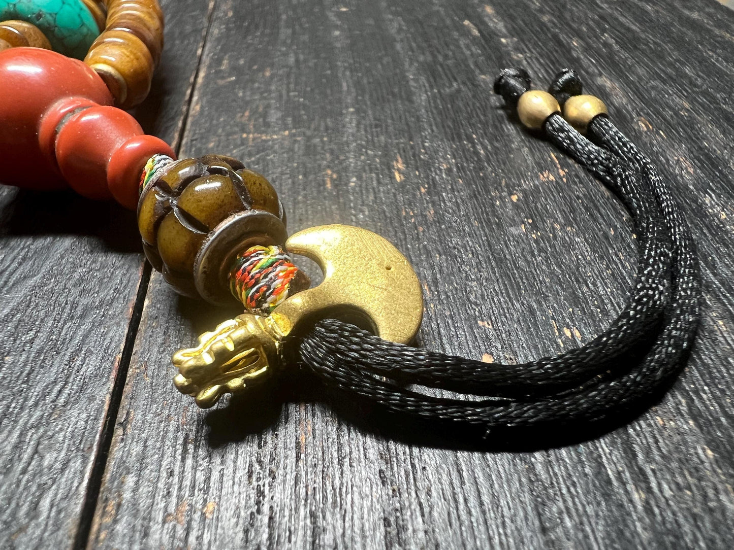 Yak Bone Mala: Tibetan Buddhist Prayer Beads with Glass Accents
