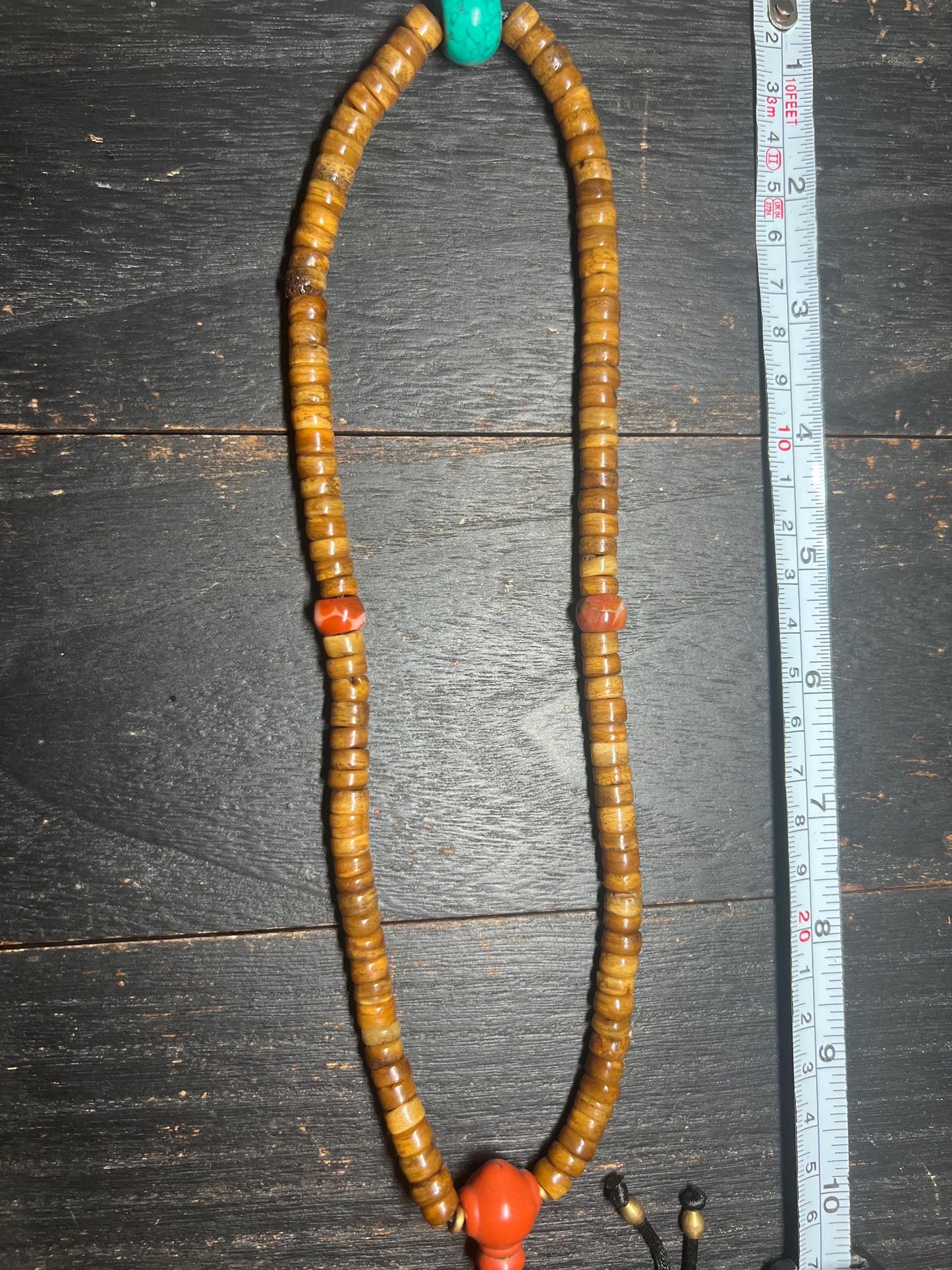 Yak Bone Mala: Tibetan Buddhist Prayer Beads with Glass Accents