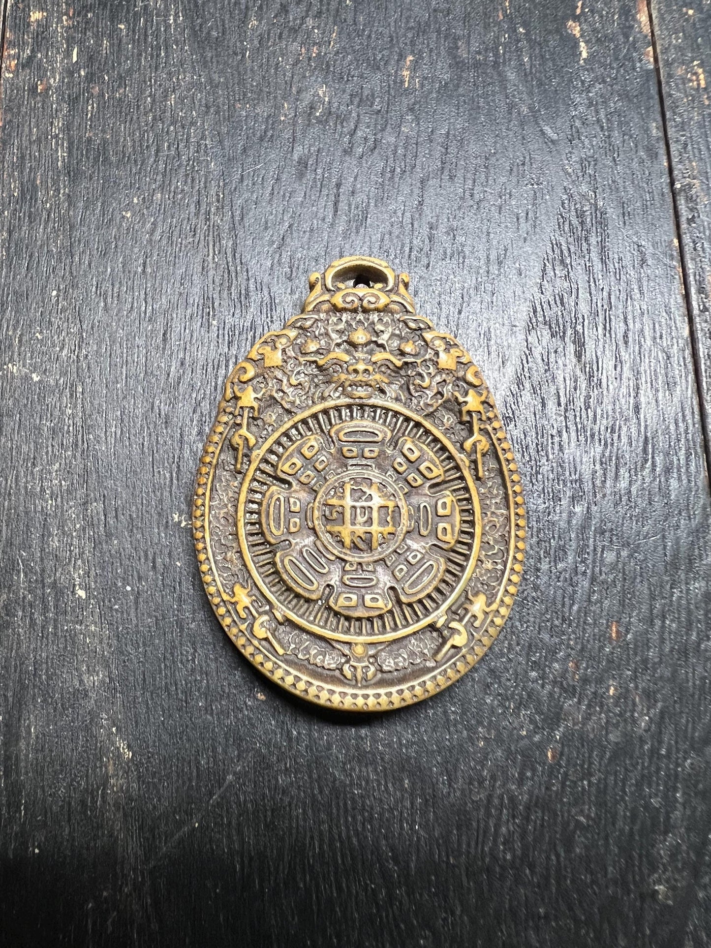 Hand-Carved Yak Bone Bagua Pendant: Tibetan Protection Talisman