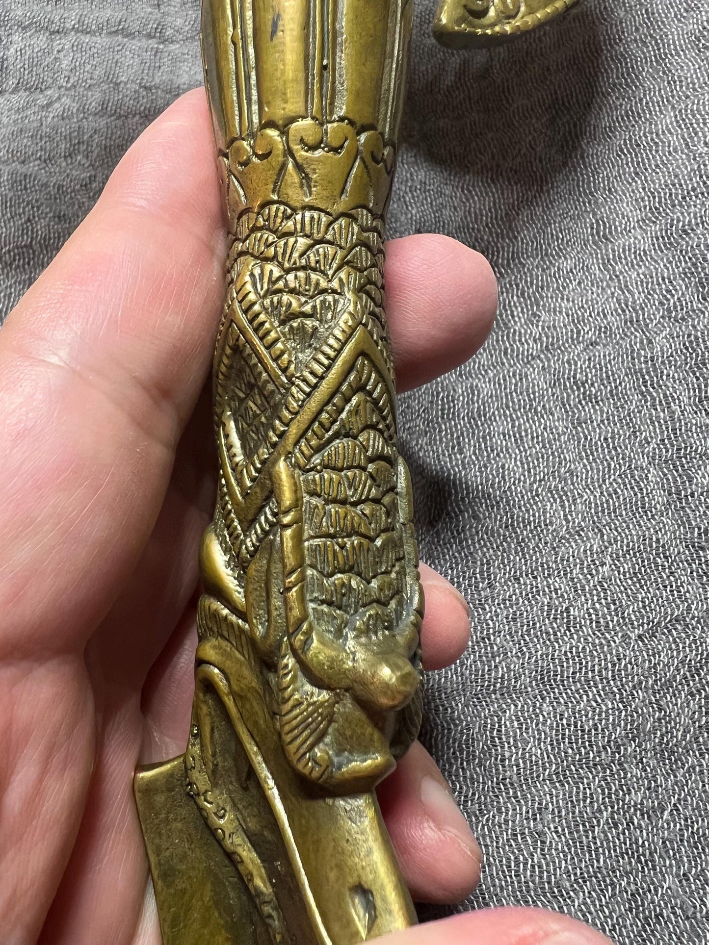 Tibetan Brass Dragon Phurpa Dagger: Buddhist Ritual Axe, Feng Shui Talisman