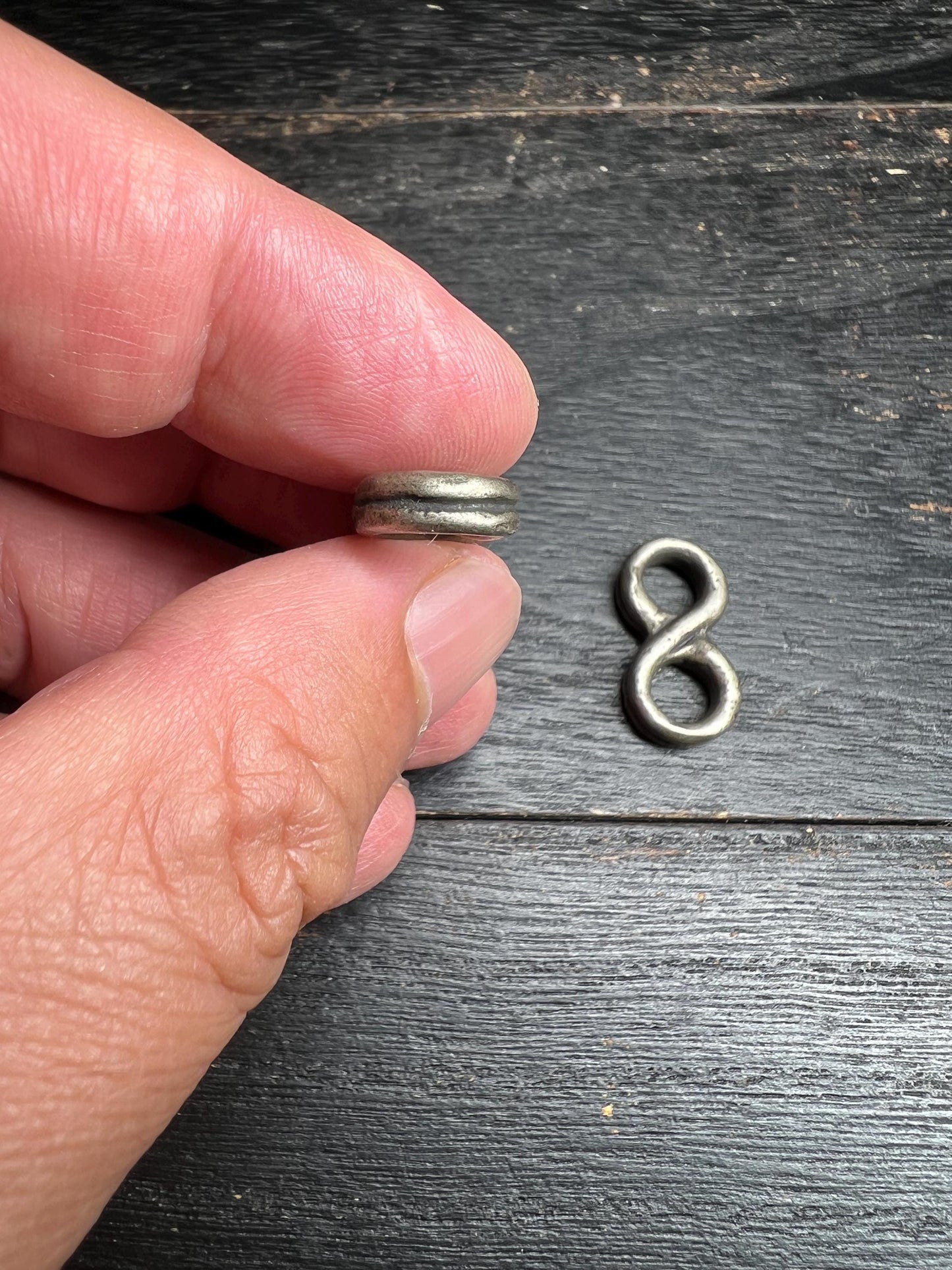 Vintage Brass Tibetan Mala Side Hooks: Figure 8 Prayer Bead Loops
