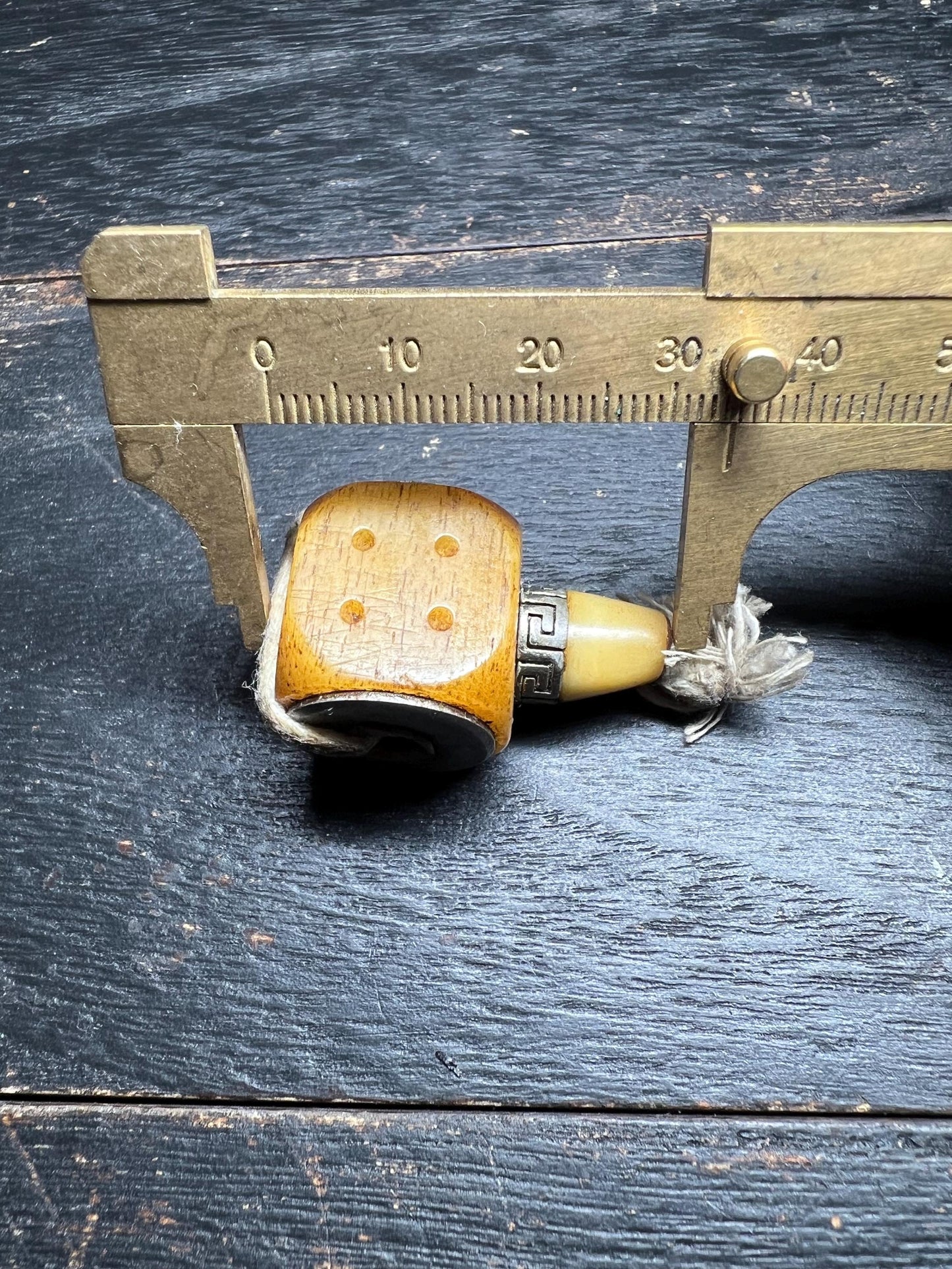 Hand-Carved Yak Bone Guru Bead Dice – Tibetan Mala Connector with Antique Finish