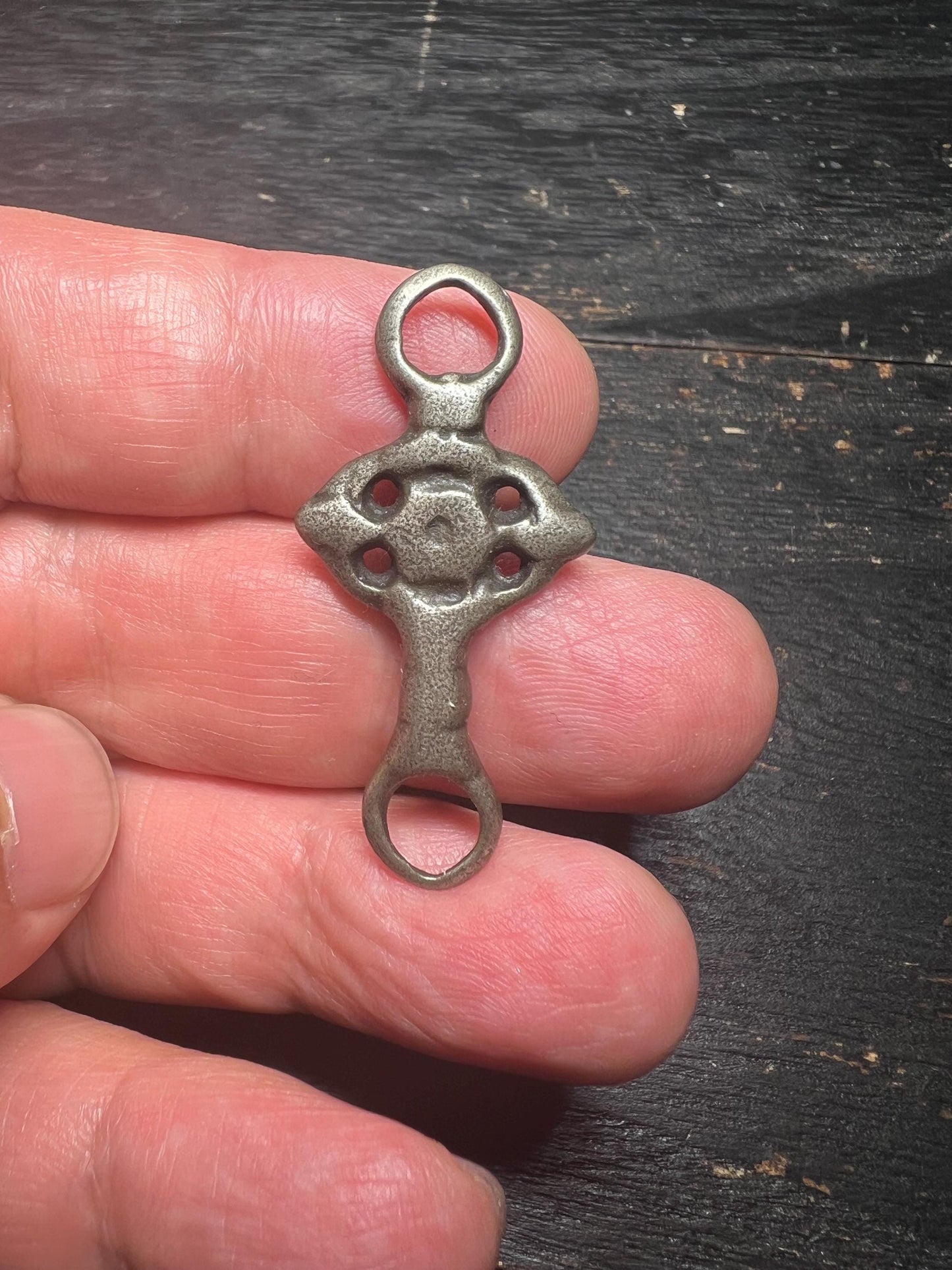 Tibetan White Copper Back Cloud Pendant: Vintage Buddhist Connector