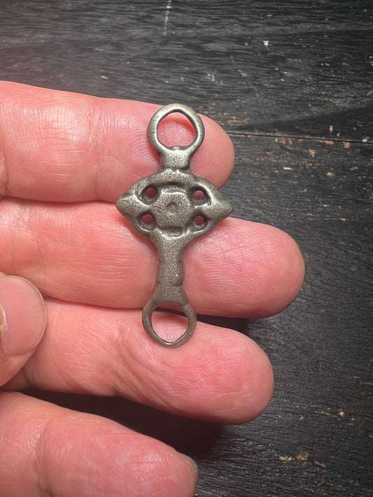 Tibetan White Copper Back Cloud Pendant: Vintage Buddhist Connector