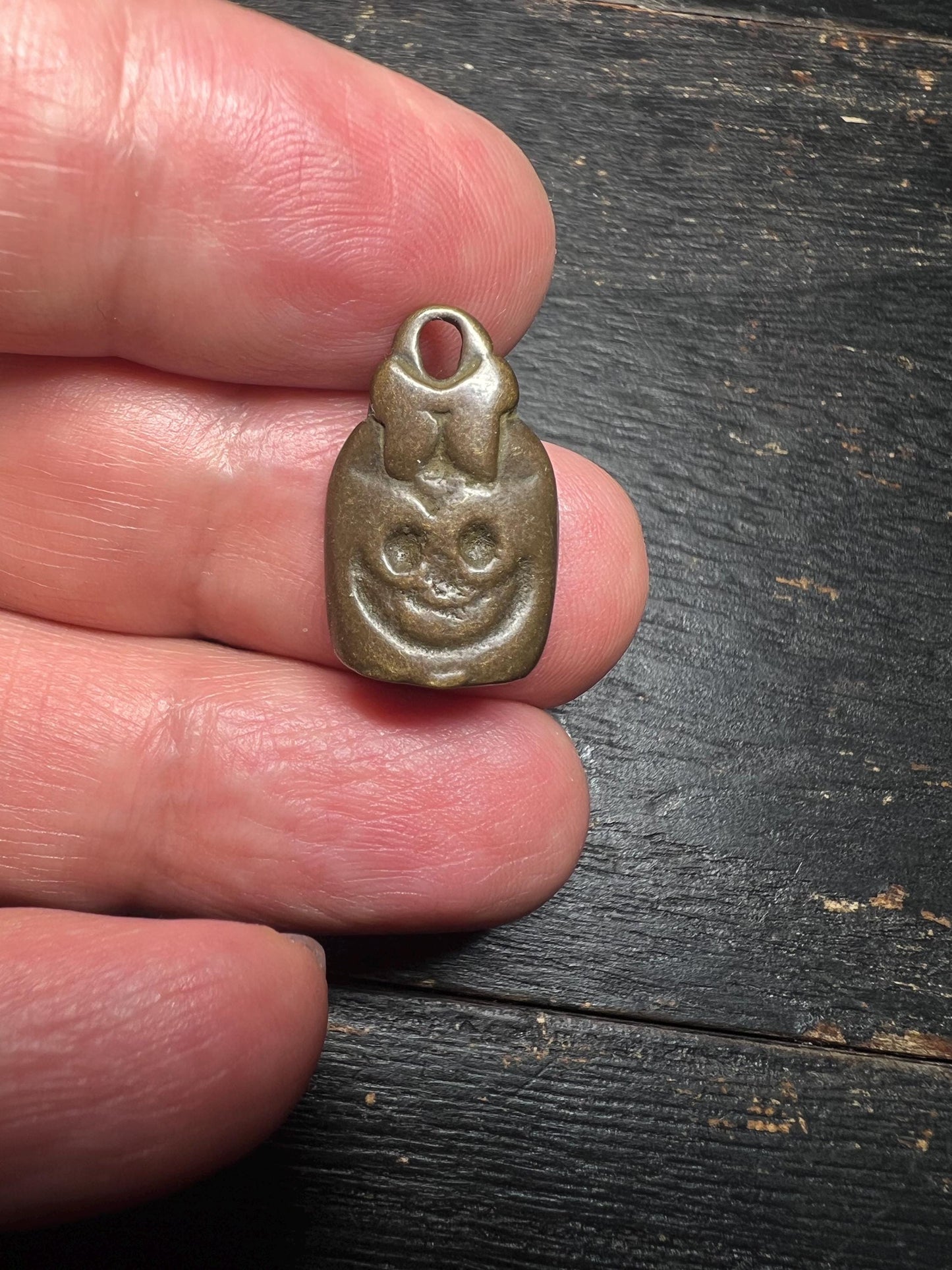 Tibetan Skull Bead Pendant: Handcrafted Copper Brass Vajra Charm