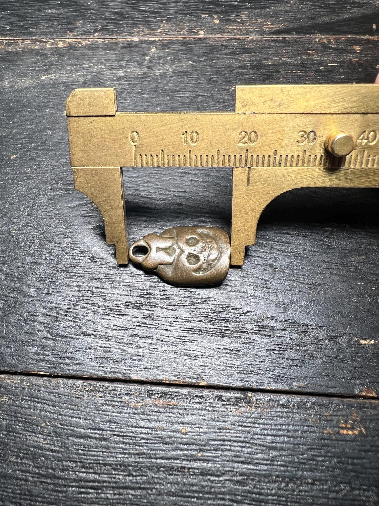 Tibetan Skull Bead Pendant: Handcrafted Copper Brass Vajra Charm
