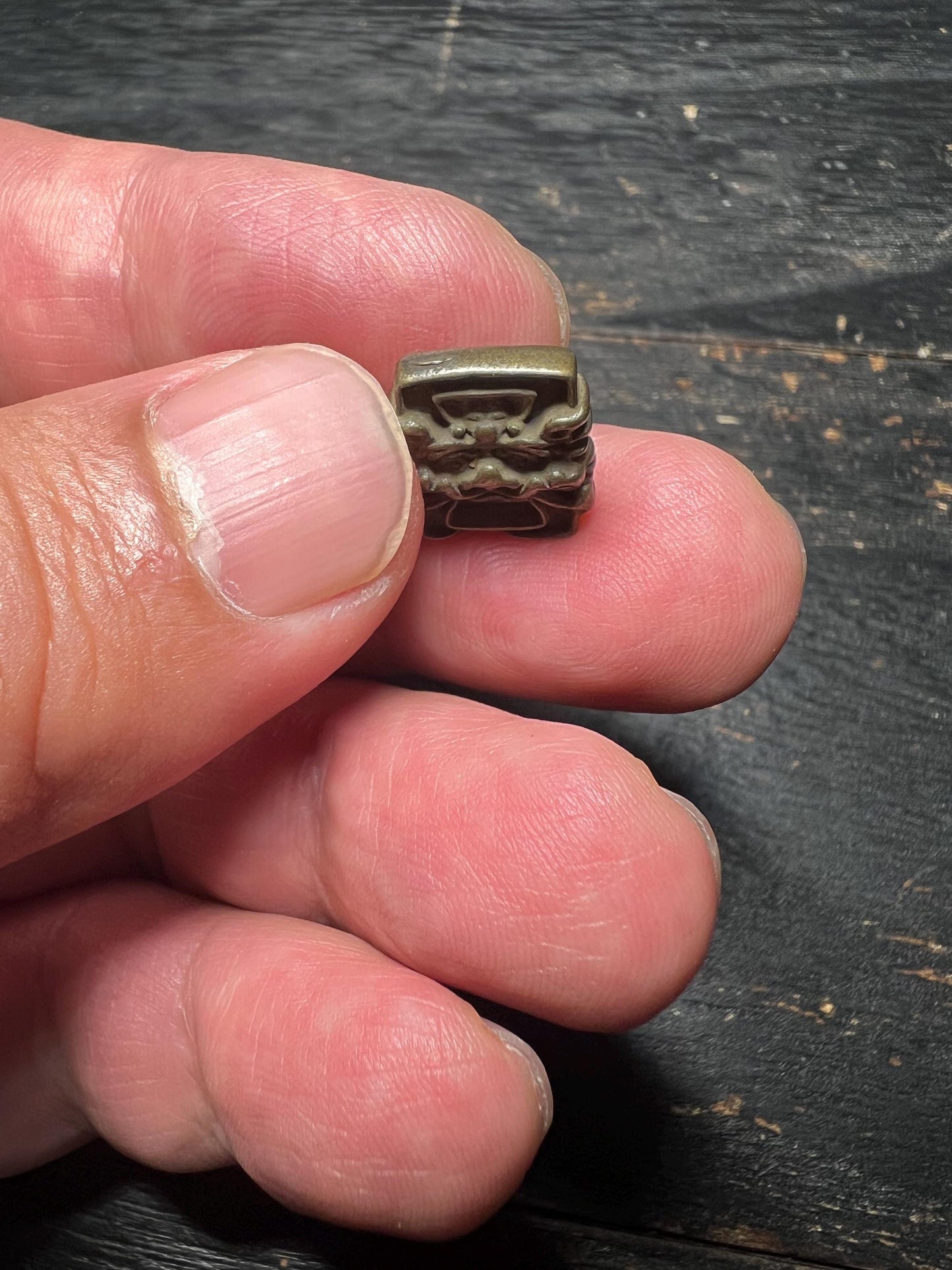 Vintage Chinese Copper Lion Shield Buckle: Buddhist Confucian Ornament