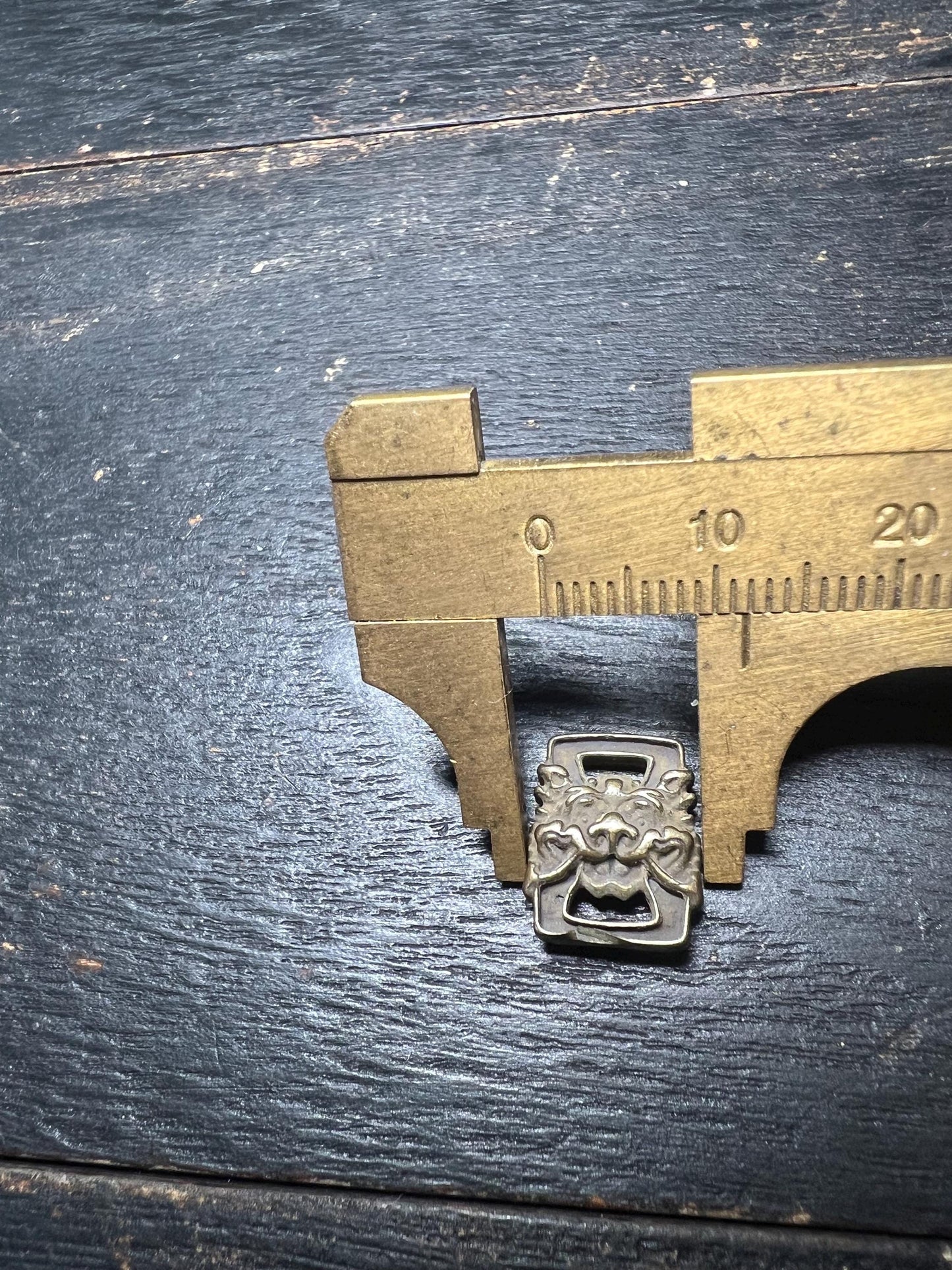 Vintage Chinese Copper Lion Shield Buckle: Buddhist Confucian Ornament