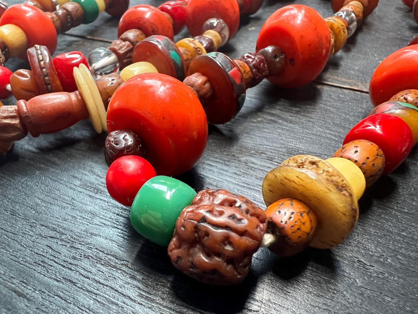 Handmade Tibetan Prayer Beads | Bodhi Seeds, Yak Bone & Tibetan Resin | Spiritual Meditation Mala Necklace | Unique Boho Jewelry