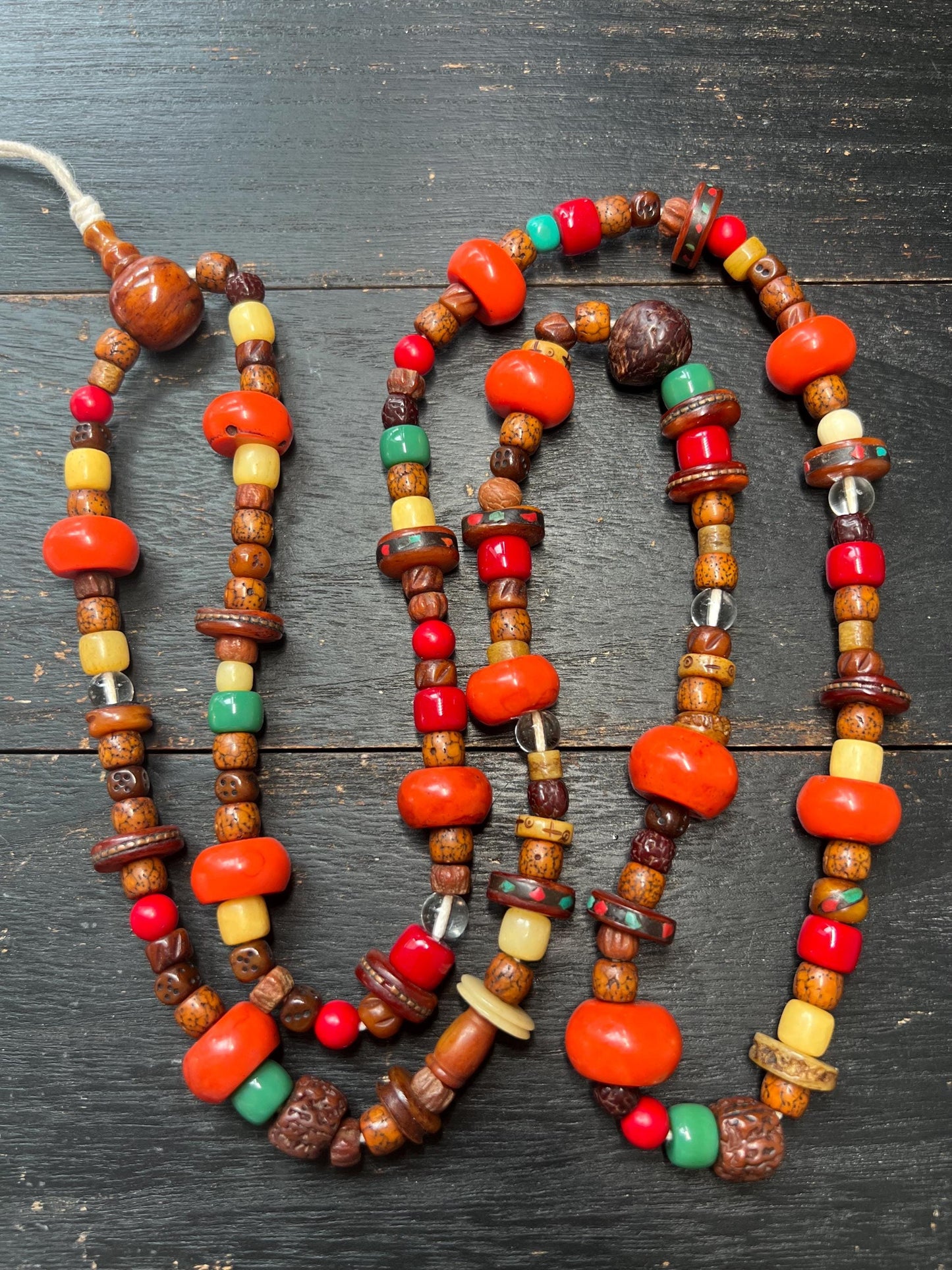 Handmade Tibetan Prayer Beads | Bodhi Seeds, Yak Bone & Tibetan Resin | Spiritual Meditation Mala Necklace | Unique Boho Jewelry
