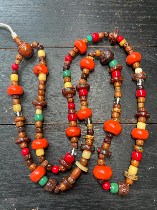 Handmade Tibetan Prayer Beads | Bodhi Seeds, Yak Bone & Tibetan Resin | Spiritual Meditation Mala Necklace | Unique Boho Jewelry