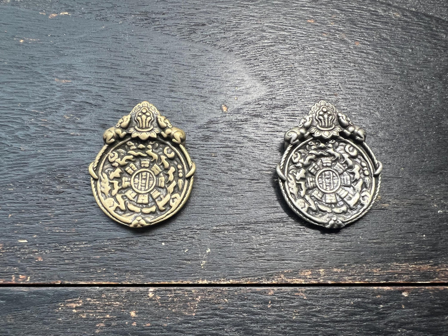 Tibetan Feng Shui Bagua Amulet: Brass or Silver Protective Talisman